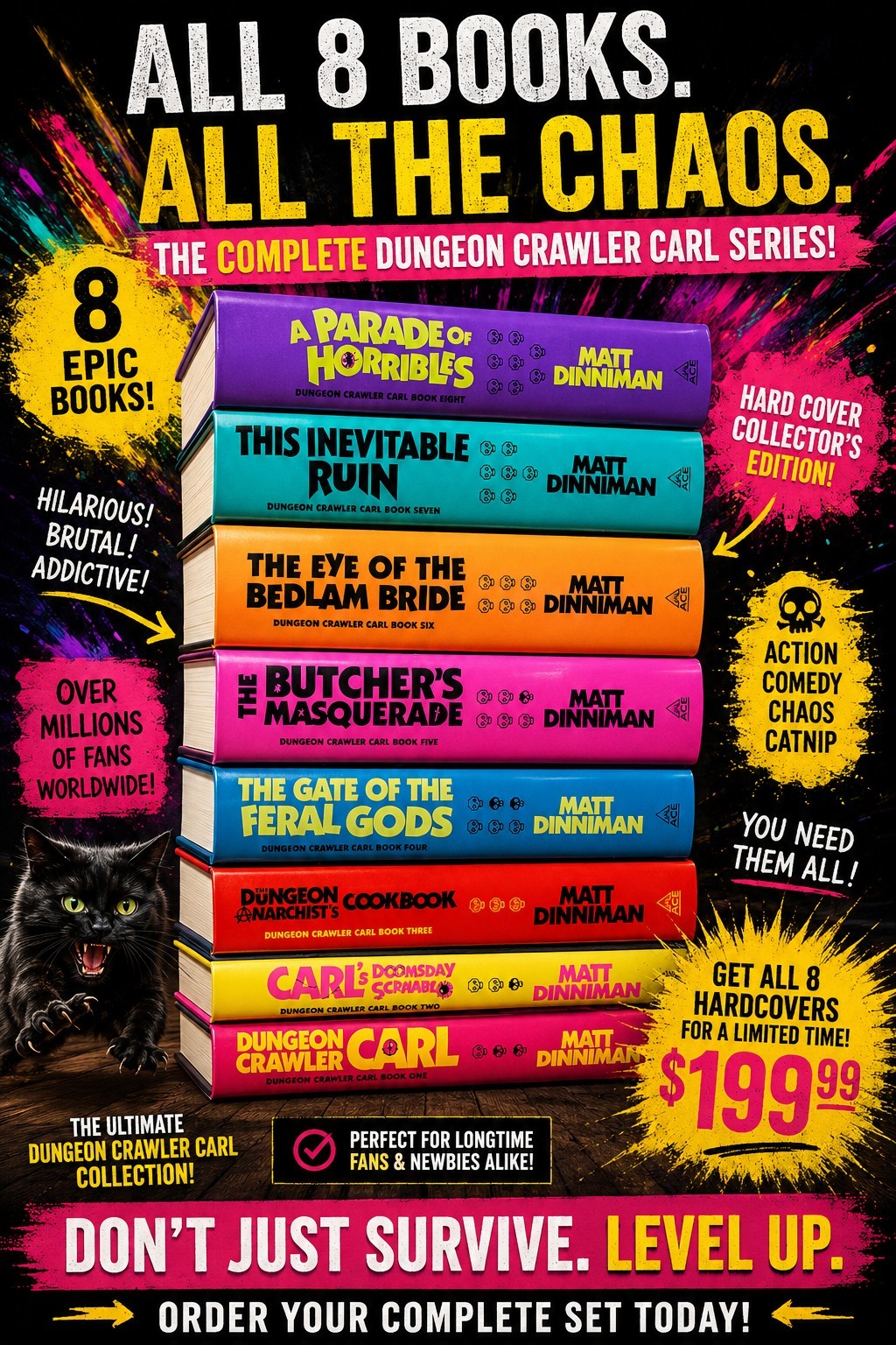 Dungeon Crawler Carl 1–8 By Matt Dinniman Hardcover Book Complete Set FAST SHIP