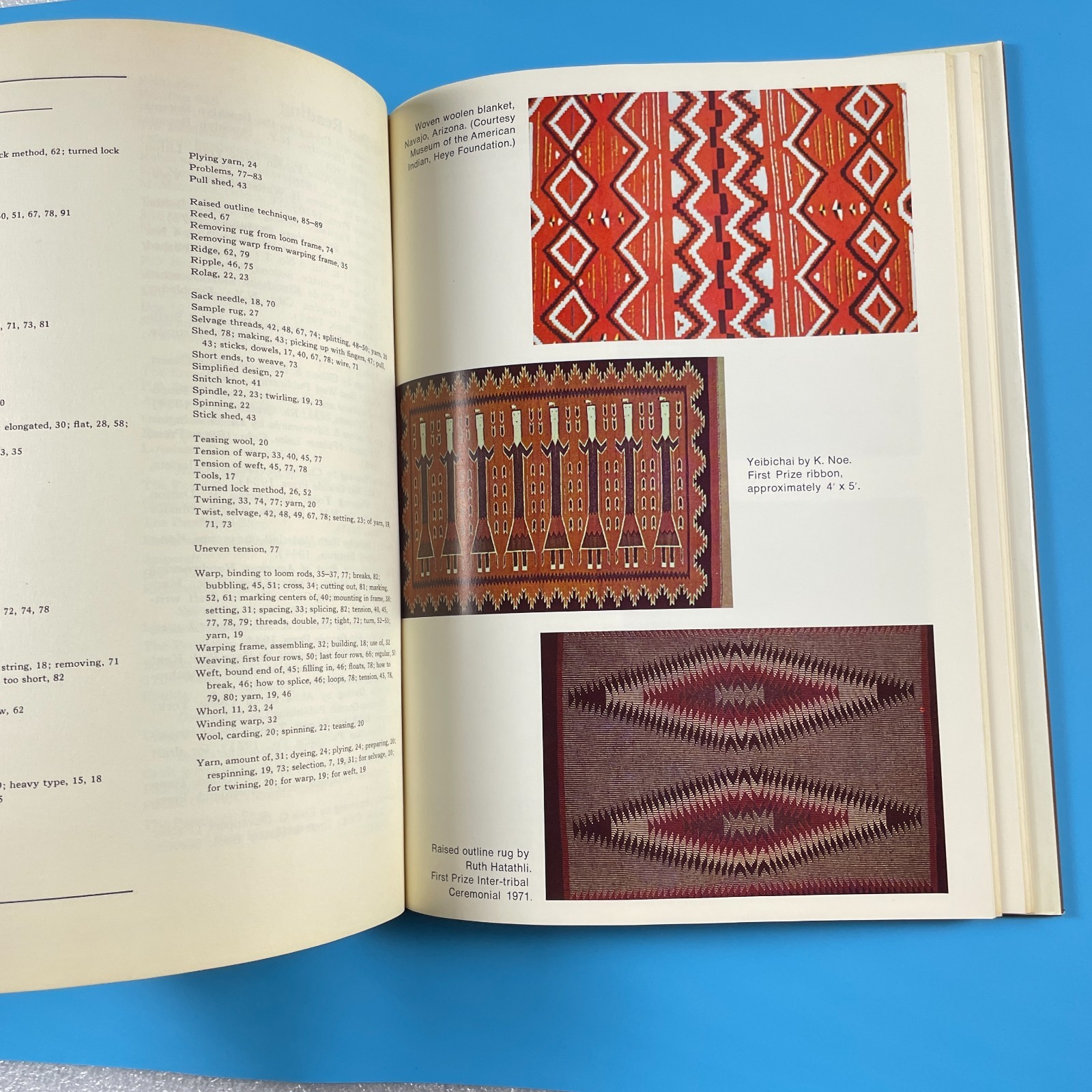 Navajo Hopi Weaving Techniques Mary Pendleton Macmillan 1974 hardcover