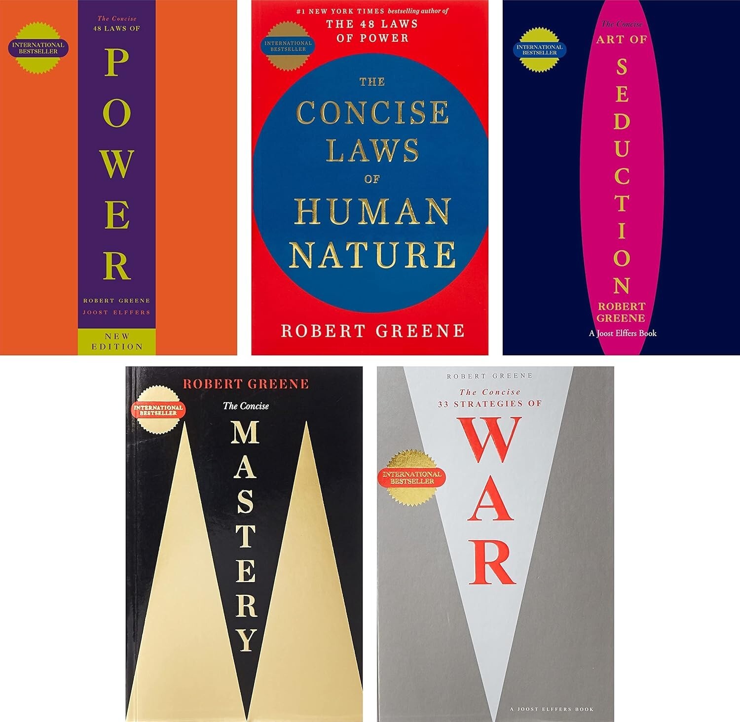 Robert Greene 5 Books Set [CONCISE] Seduction, Power, Mastery, War Human nature