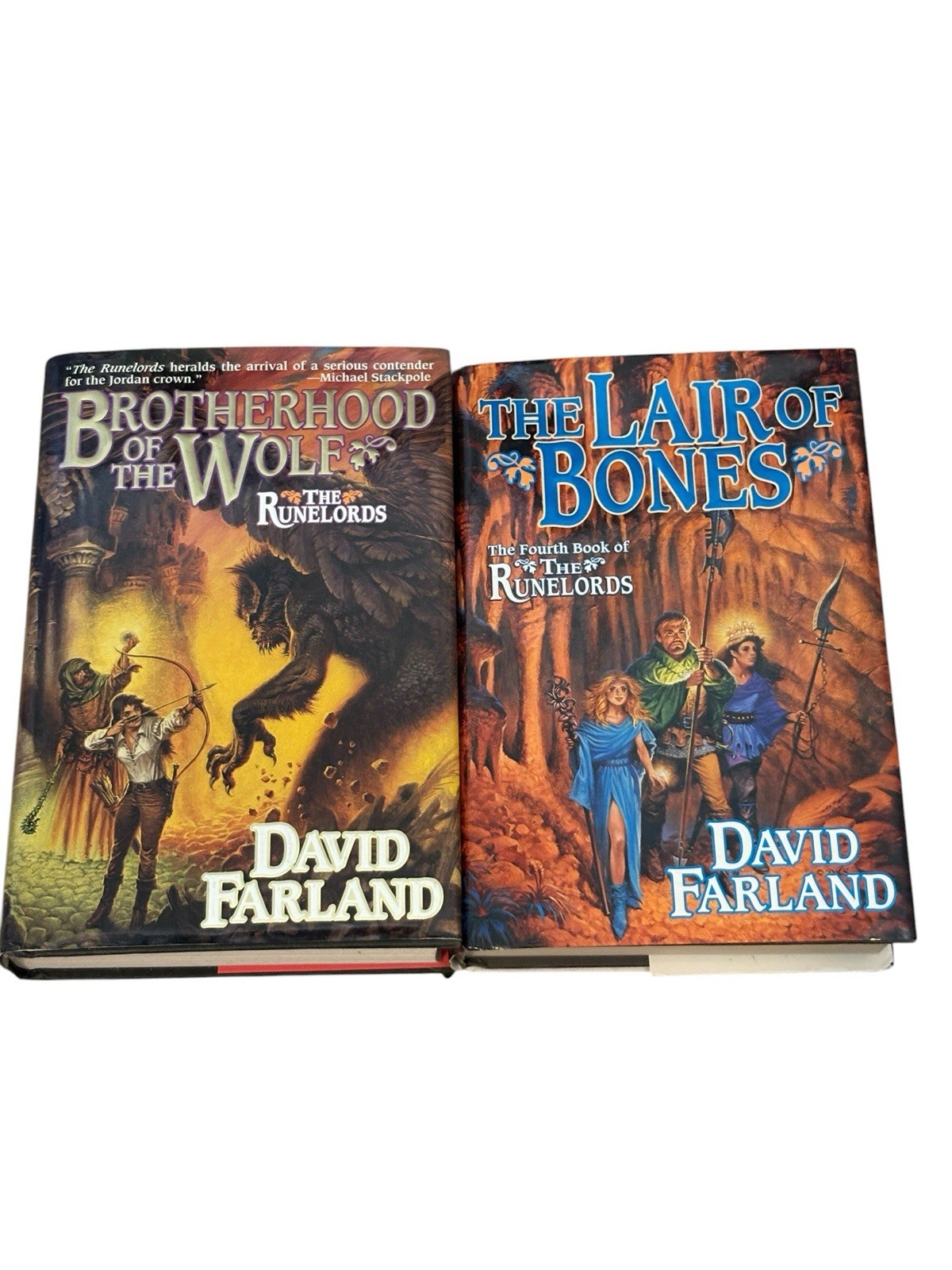 Lot 2 David Farland Runelords HC Brotherhood Wolf Lair Bones 1st Editions