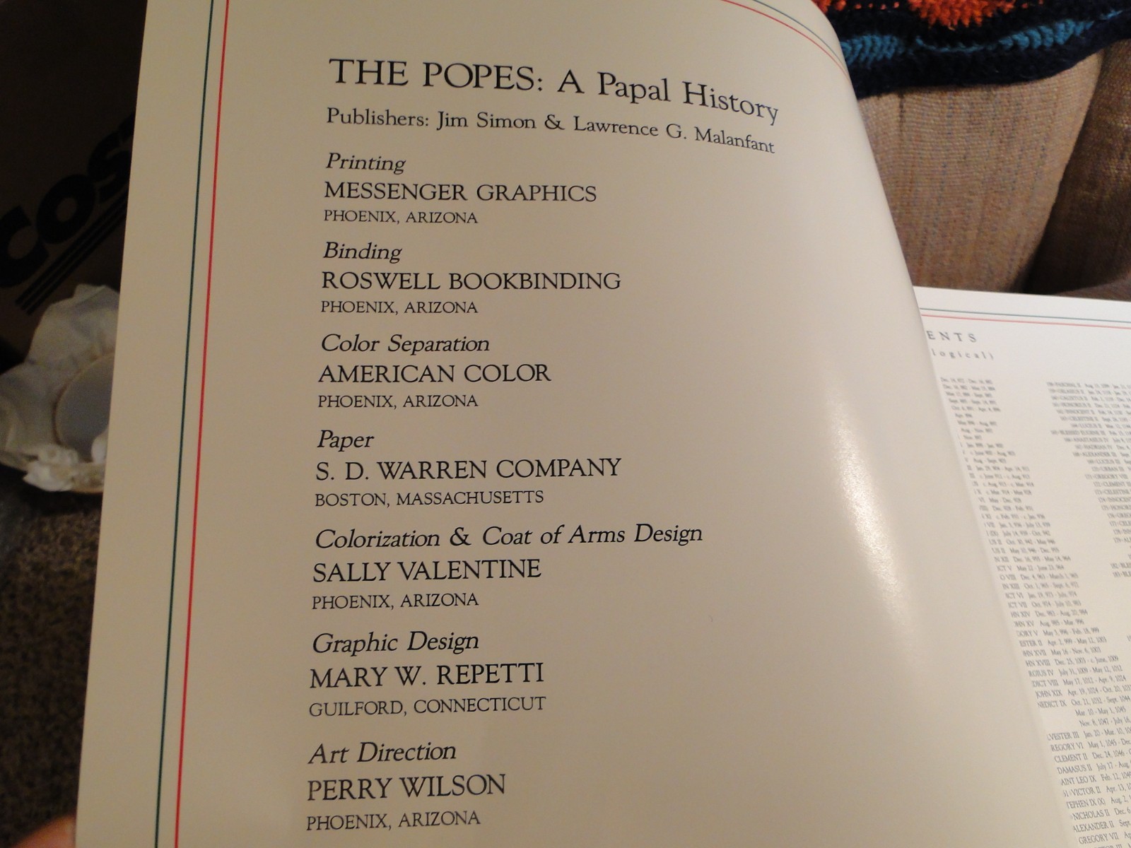 The Popes A Papal History, by J.V. Bartlett Publ 1990, Nihil Obstat & Imprimatur