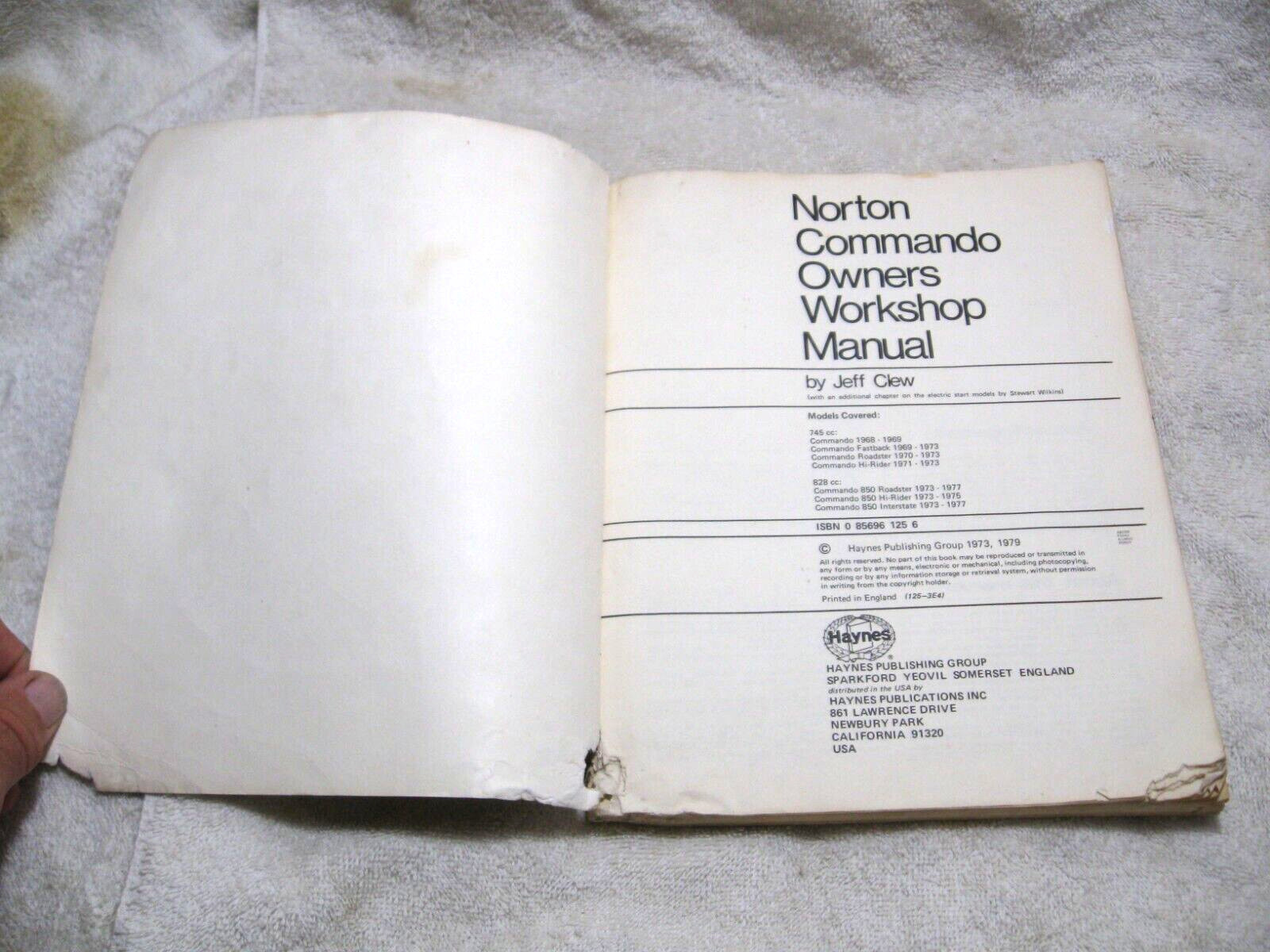 NORTON COMMANDO 745 & 828cc 1968-77 Owners Workshop Manual by Haynes-Motorcycles