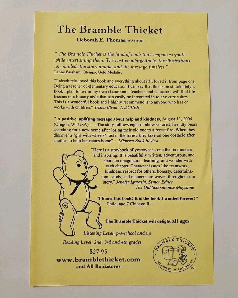 EvezBeadz The Bramble Thicket Deborah E Thomas Signed HC DJ Bonus + Bears LNC