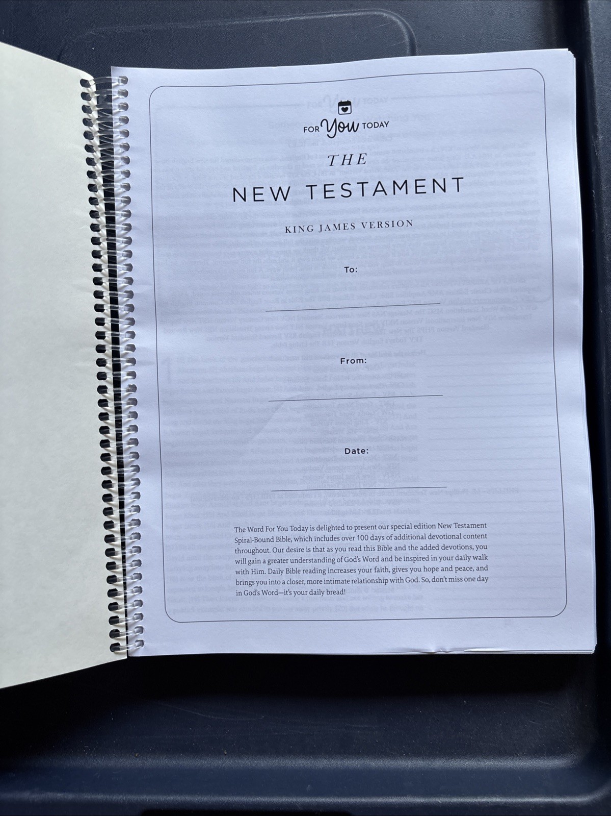 The New Testament King James Version Spiral Bound Paperback Special Notetaking