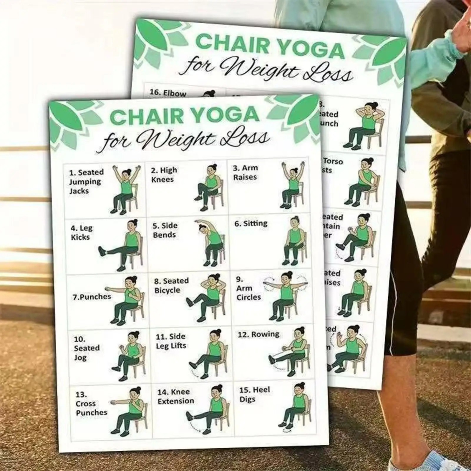 2 Pcs Chair Yoga For Seniors: Simple Exercises For A Rapid Weight Loss Fitness