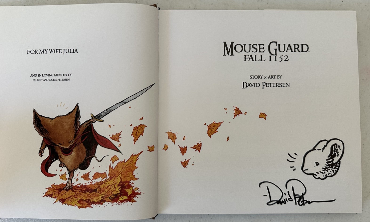 Mouse Guard Fall 1152 Baldwin the Brave Other Tales SIGNED David Petersen sketch
