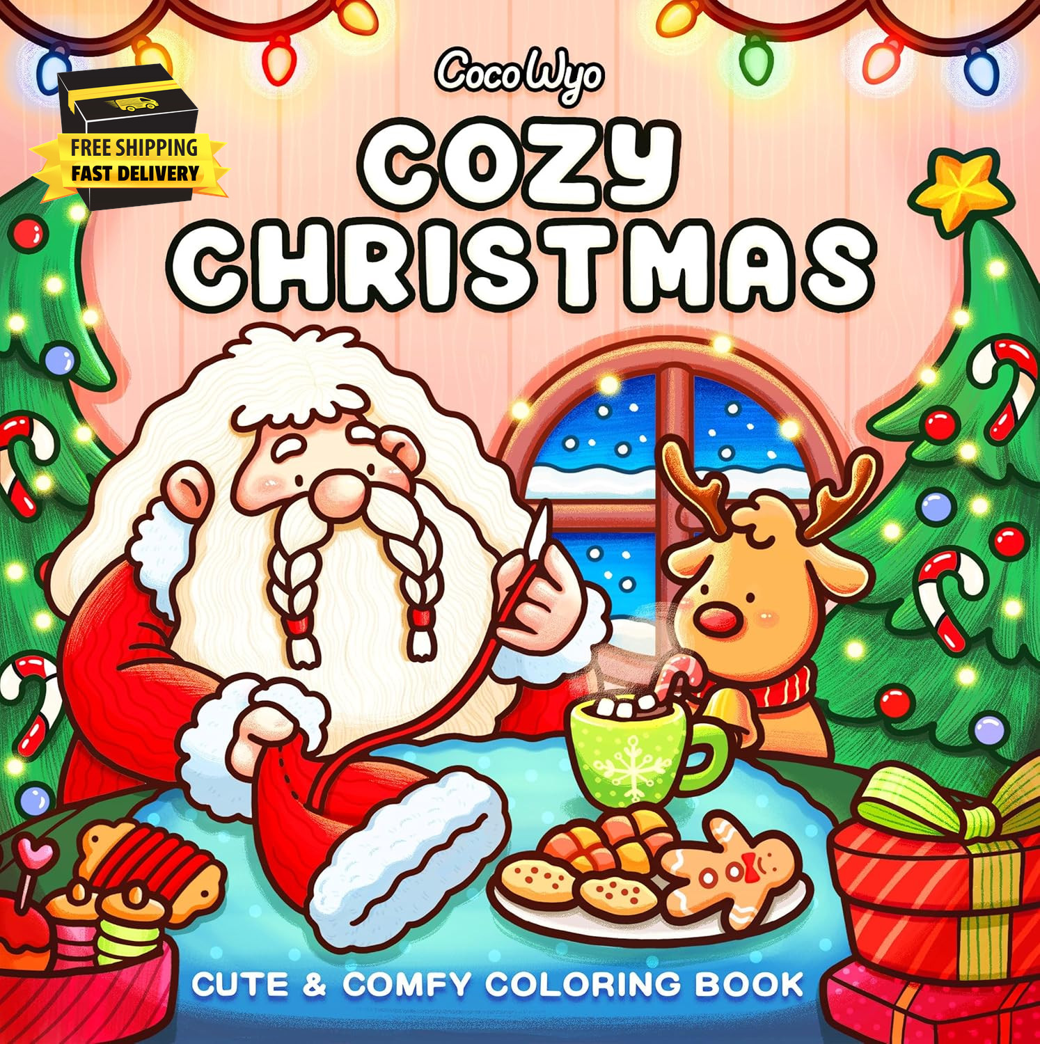 Cozy Christmas: Coloring Book for Adults and Kids (Cozy Spaces Coloring) ⭐️⭐️⭐️⭐