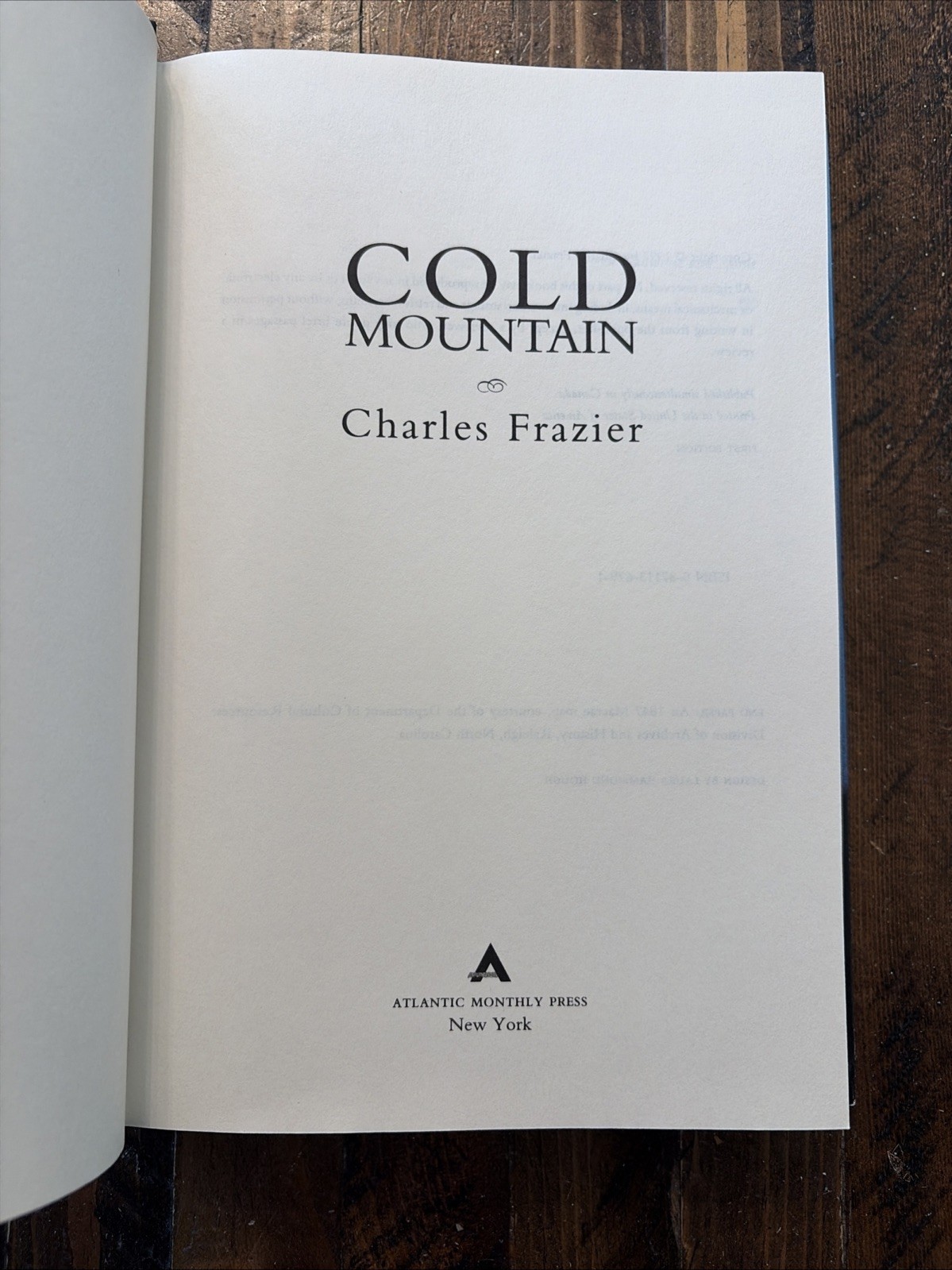 Cold Mountain Charles Frazier 1997 True 1st Edition & Print HC DJ Atlantic Press