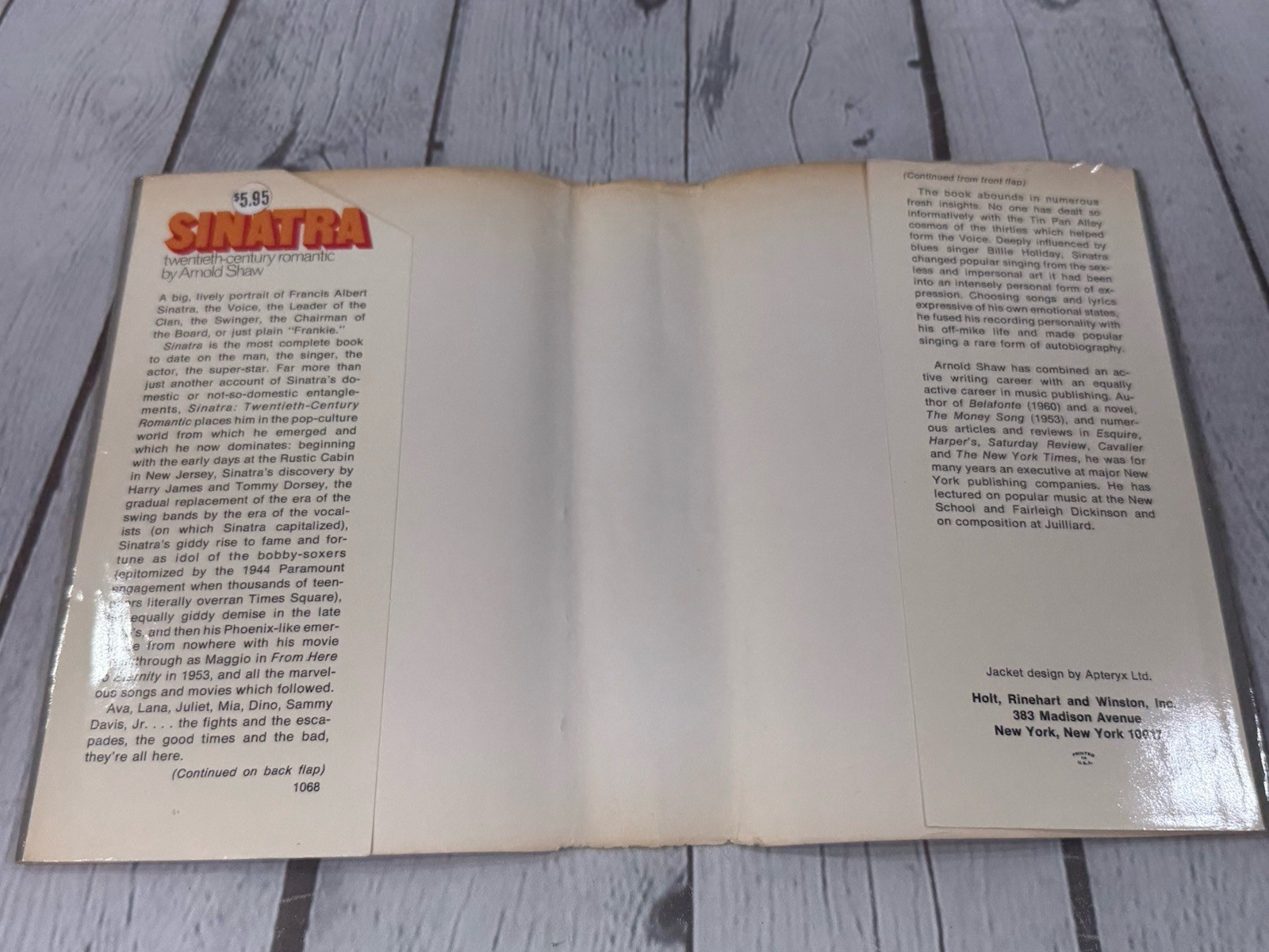 Frank SINATRA Twentieth Century Romantic By Arnold Shaw 1968 1st Edition HCDJ