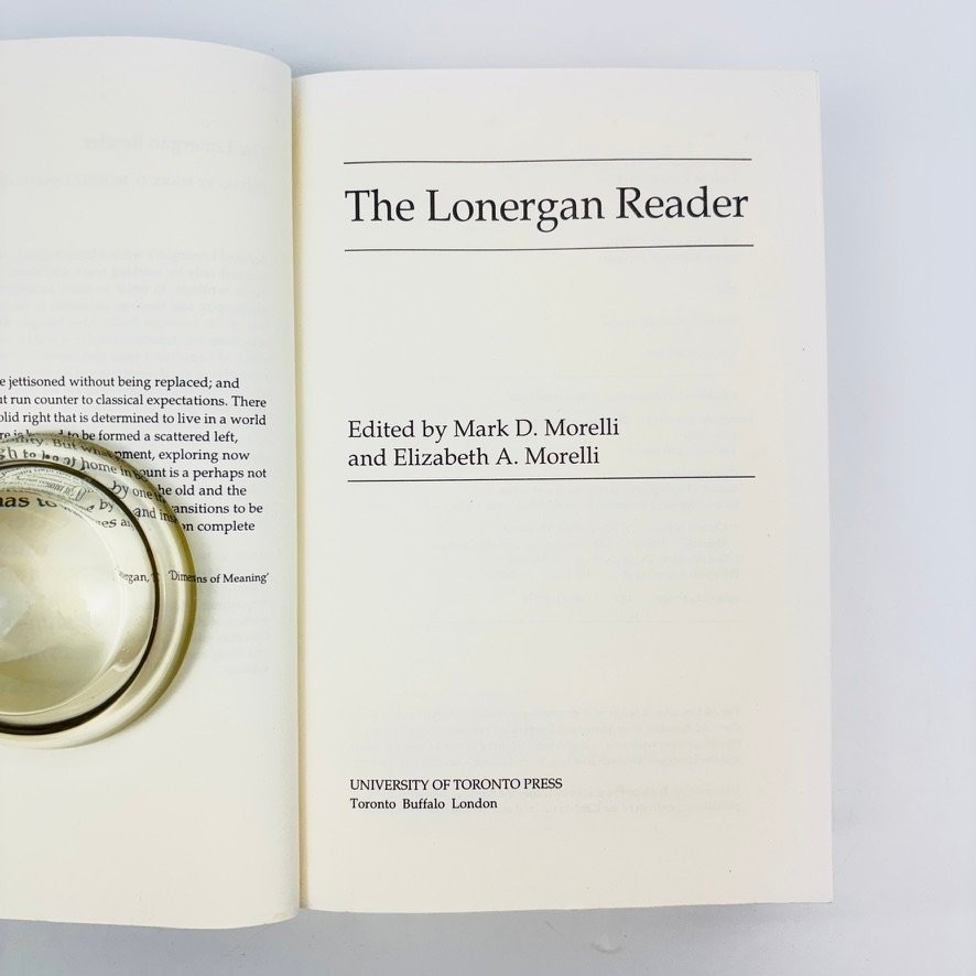 The Lonergan Reader Morelli 1997 First Edition Philosophy Theology Paperback