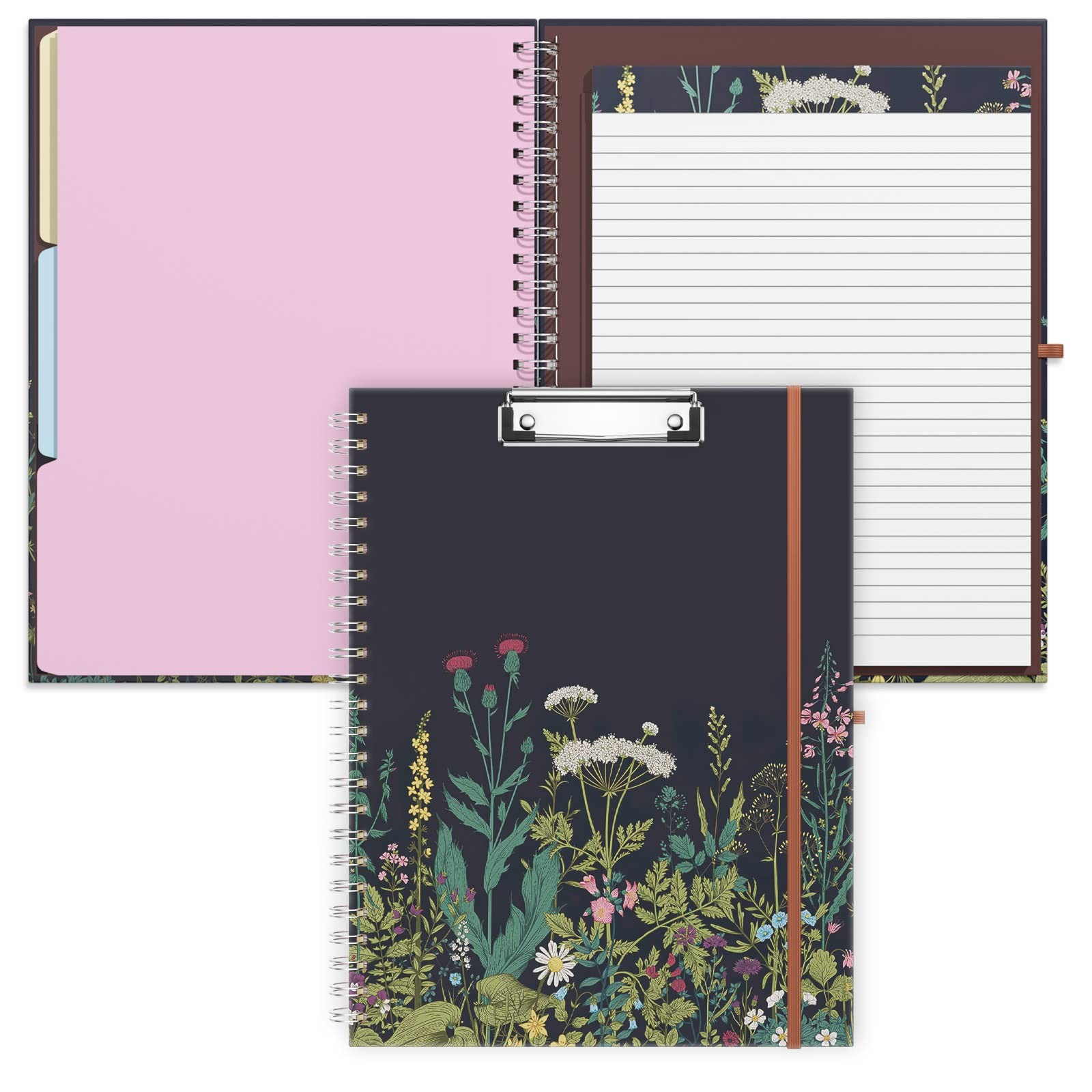 Spiral Clipboard Folio with Refillable Lined Notepad, 14.5 x 9.8 in,