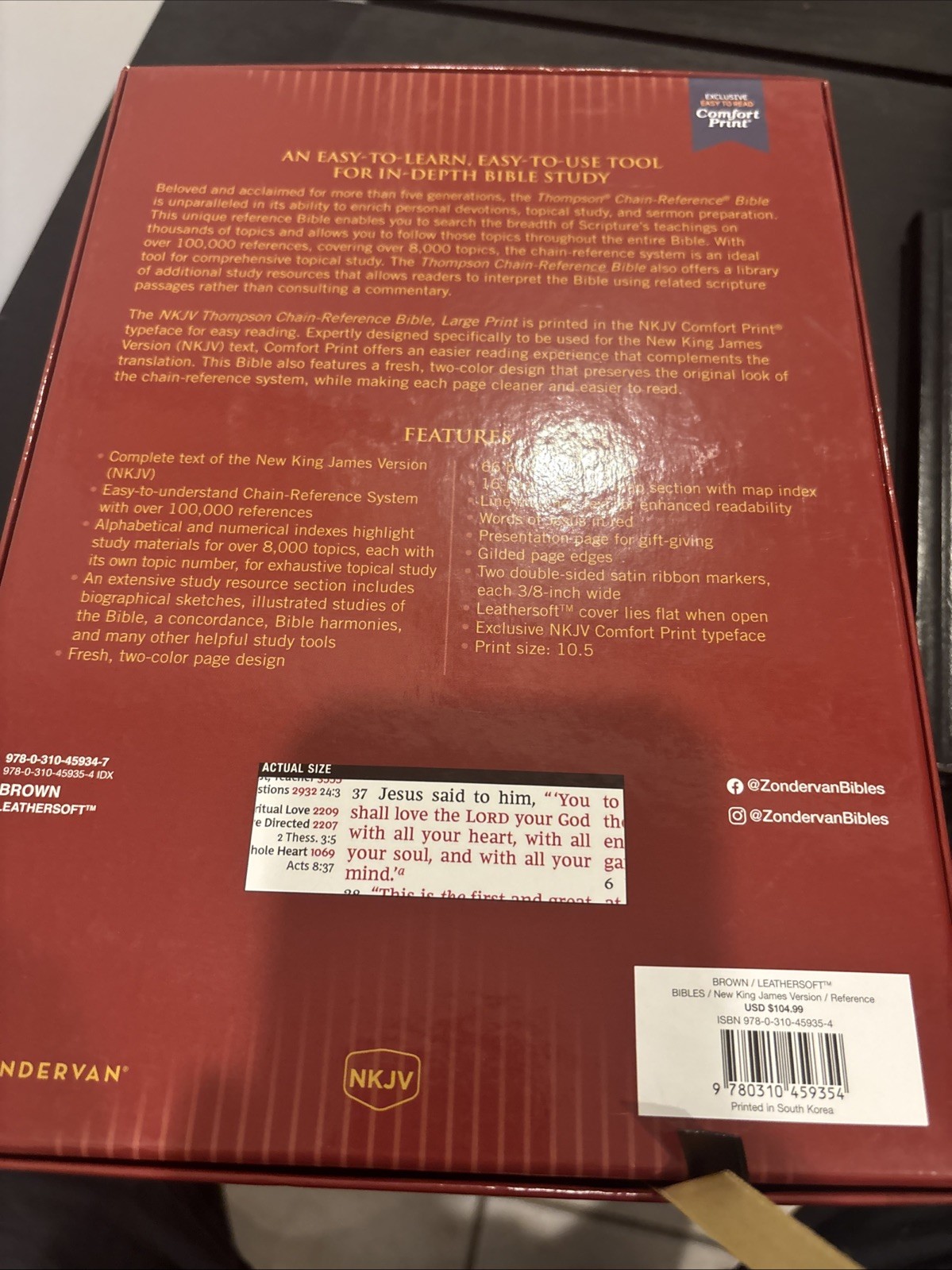 NKJV, Thompson Chain-Reference Bible, Large Print, Leathersoft, Brown.