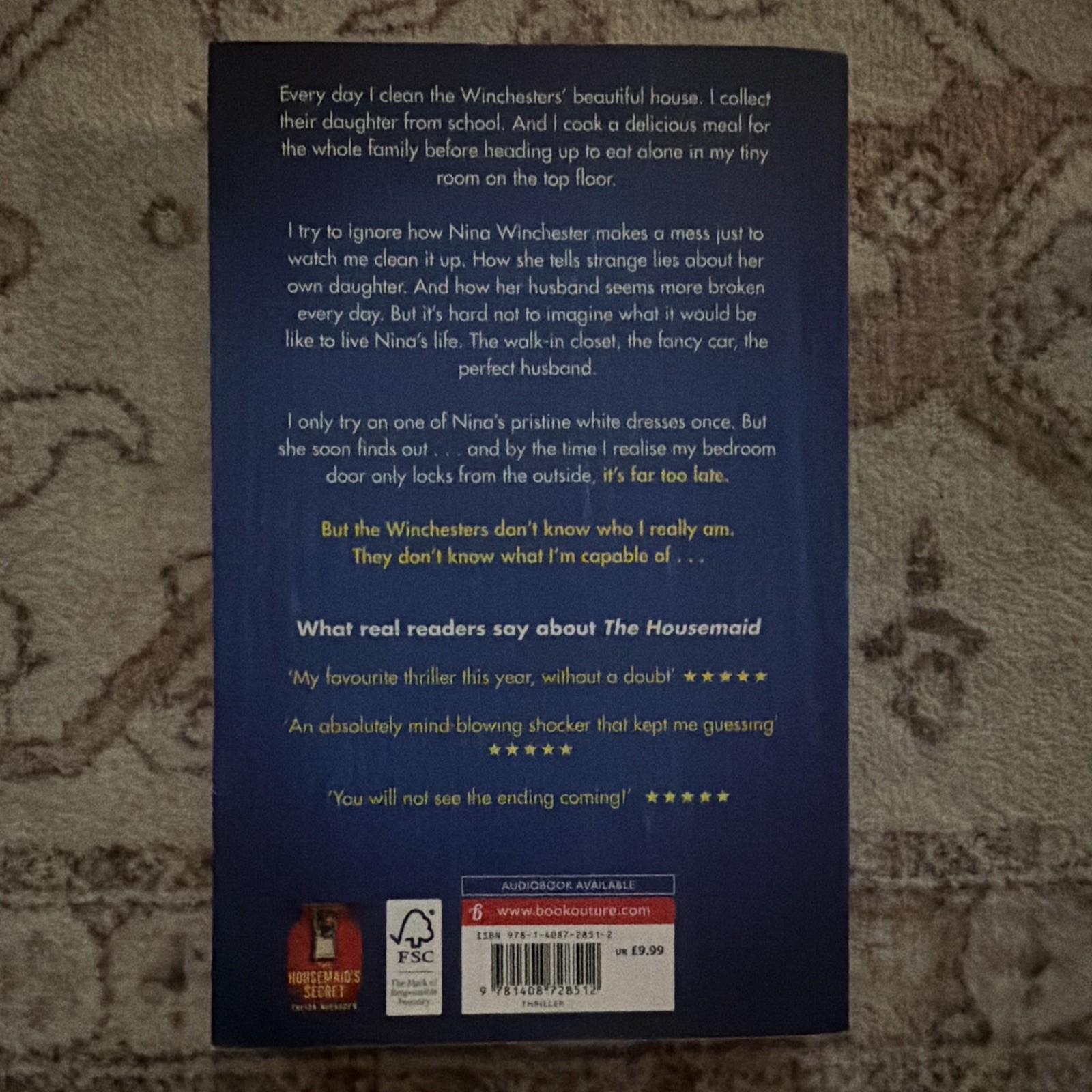 The Housemaid Signed by Freida McFadden Paperback Thriller Novel 2023 Bookouture