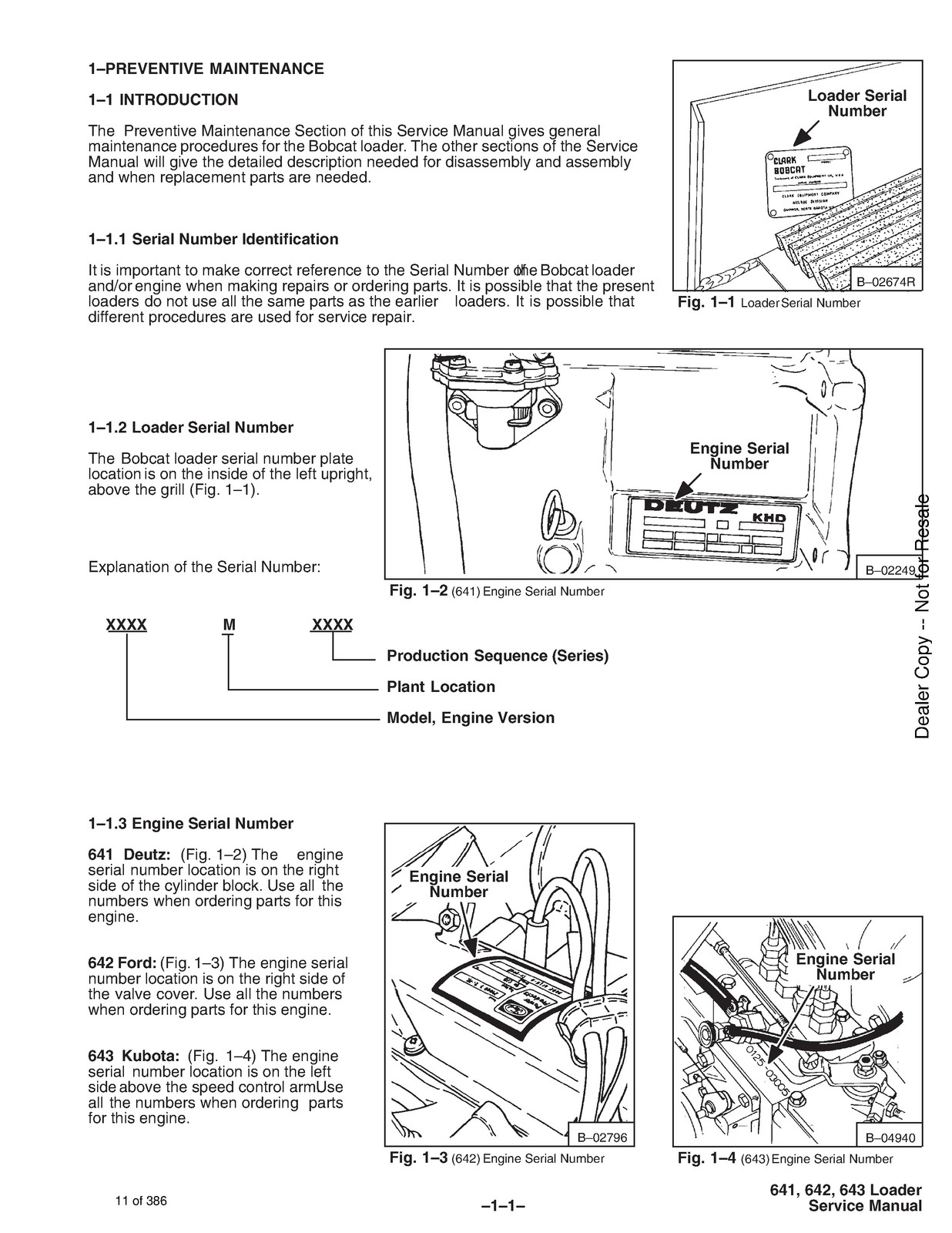 BOBCAT 641 642 643 H Series Skid Steer Loader Service Manual 1996, FOLDOUTS