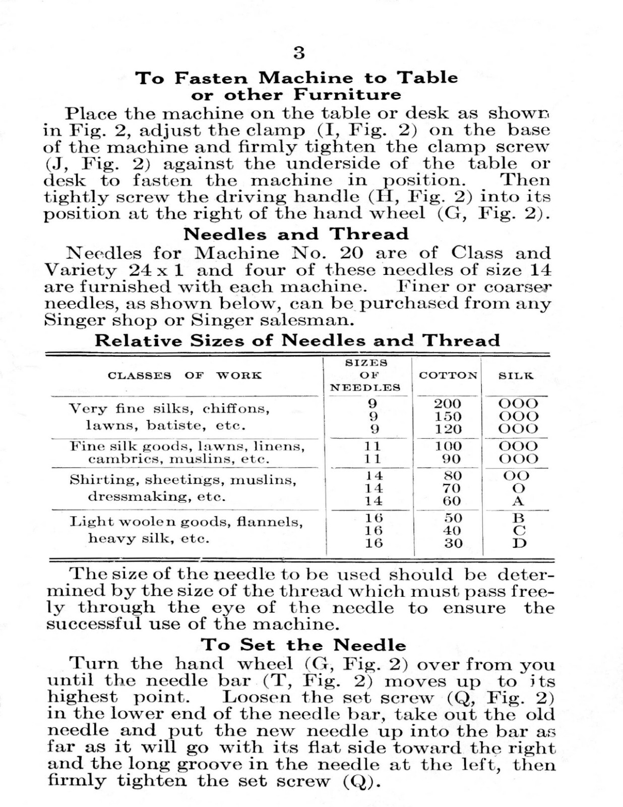 Singer Sewing Machine No. 20 Instruction Manual “1926” (8 Page)