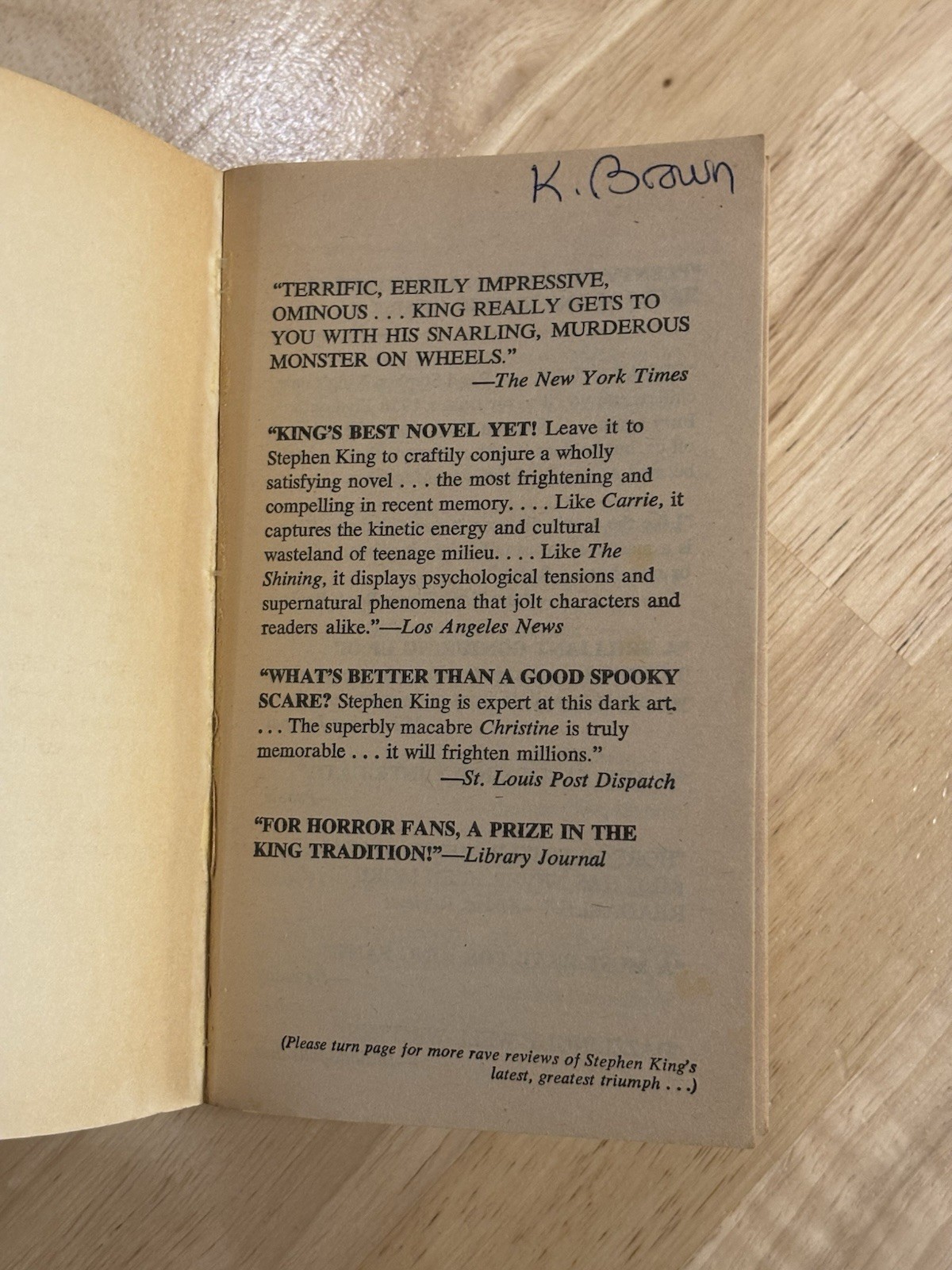 Stephen King Christine New American Library 1st Edition Mass Market Horror 1983