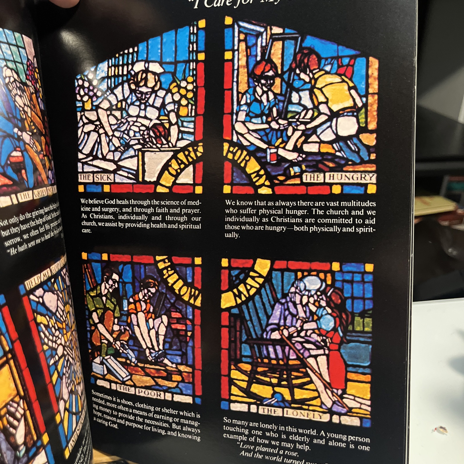 Window sharing God’s caring Edward Reichart, Signed By Charles L. Allen