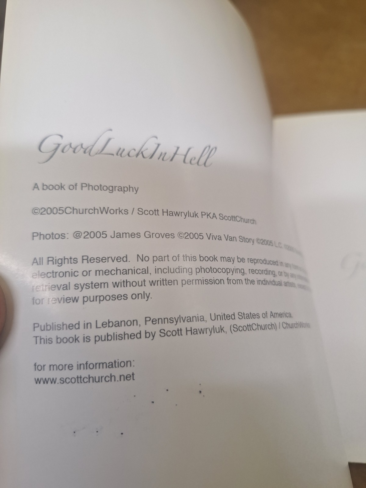 GOOD LUCK IN HELL Signed by LC GROVESCHURCH Rare Photography Erotica Book 1/500