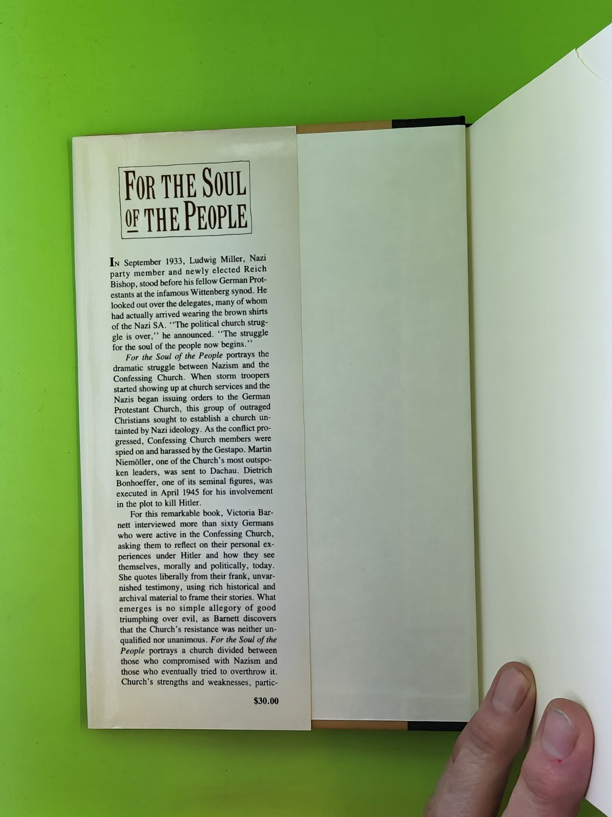 For the Soul of the People Victoria Barnett Hardcover 1st Edition 1992