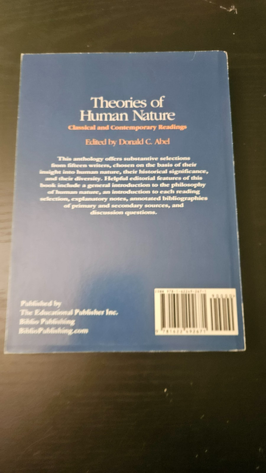Theories of Human Nature: Classical and Contemporary Abel VERY GOOD