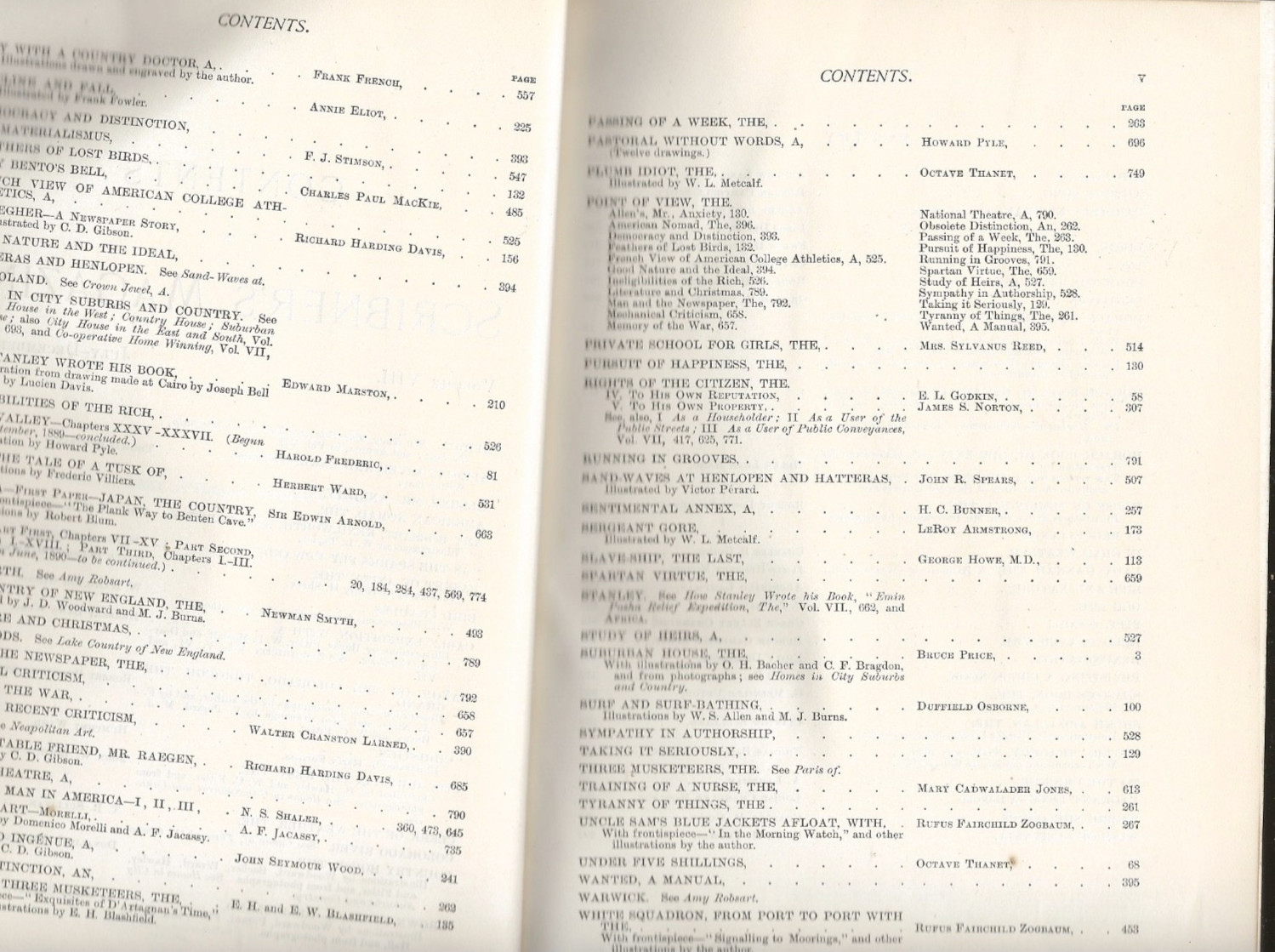 SCRIBNER’S MAGAZINE, Volume VIII, July-Dec 1890 (bound) Pyle, RH Davis, Dickinso