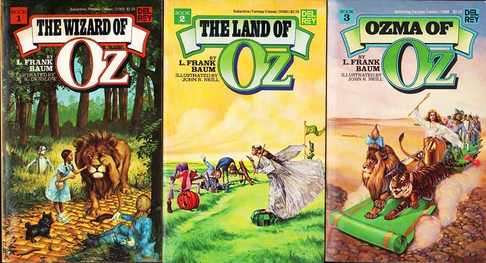 OZ BOOKS 1 + 2 + 3 DEL REY PAPERBACKS LIKE NEW L. FRANK BAUM FREE USA SHIPPING