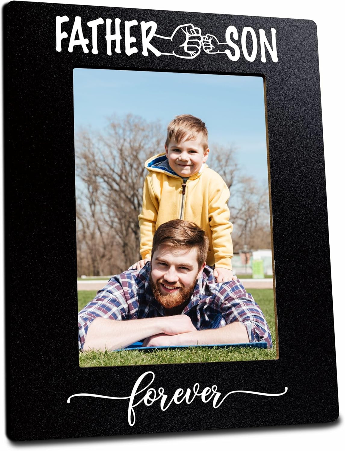 Father & Son Forever Wooden Picture Frame for 4 X6 Inches Vertical Photo, Black