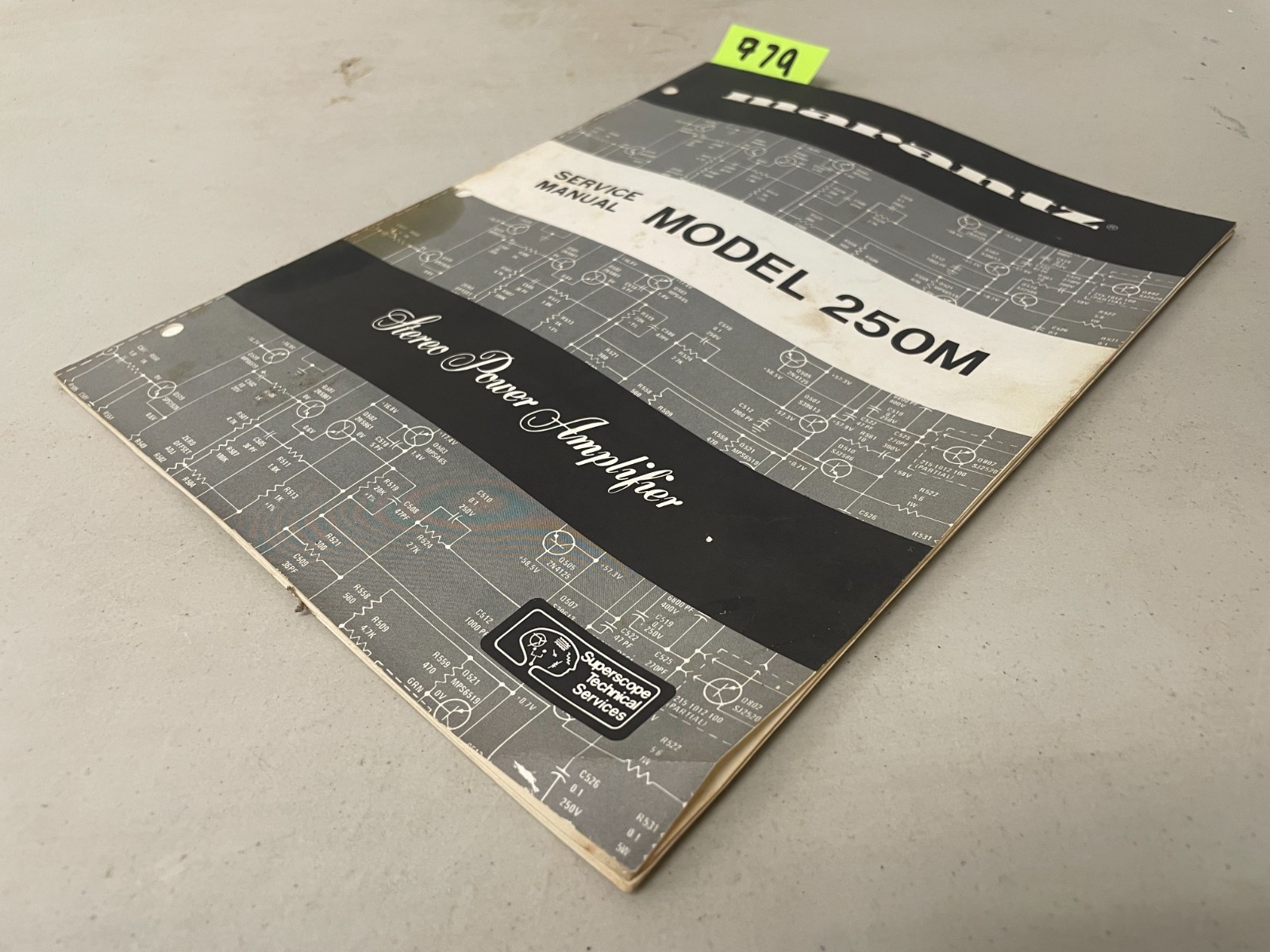 Marantz Model 250M Stereo Power Amplifier Service Manual. Vintage original.