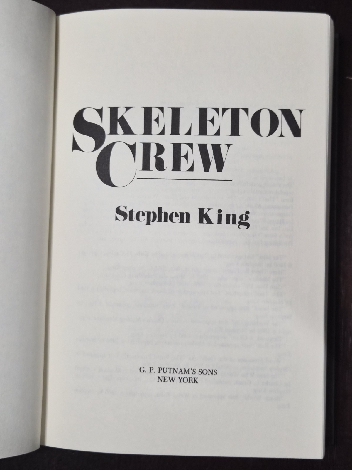 Skeleton Crew Stephen King 1985 HCDDJ LN Book Club Edition BCE Putnam Horror