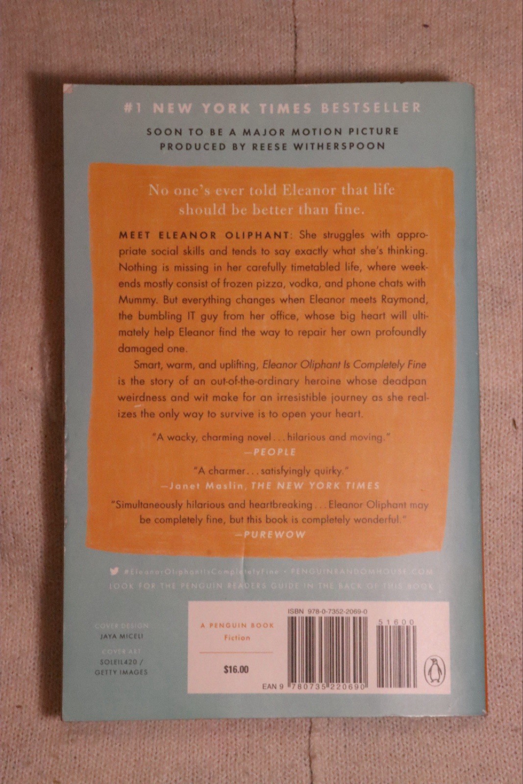 Eleanor Oliphant Is Completely Fine by Gail Honeyman Reese’s Book Club Paperback