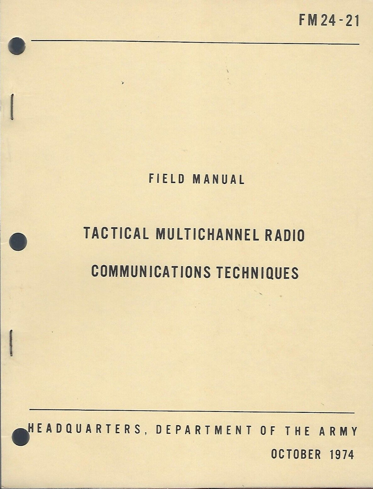 Historical book Tactical Multichannel Radio Communications Techniques, 1974