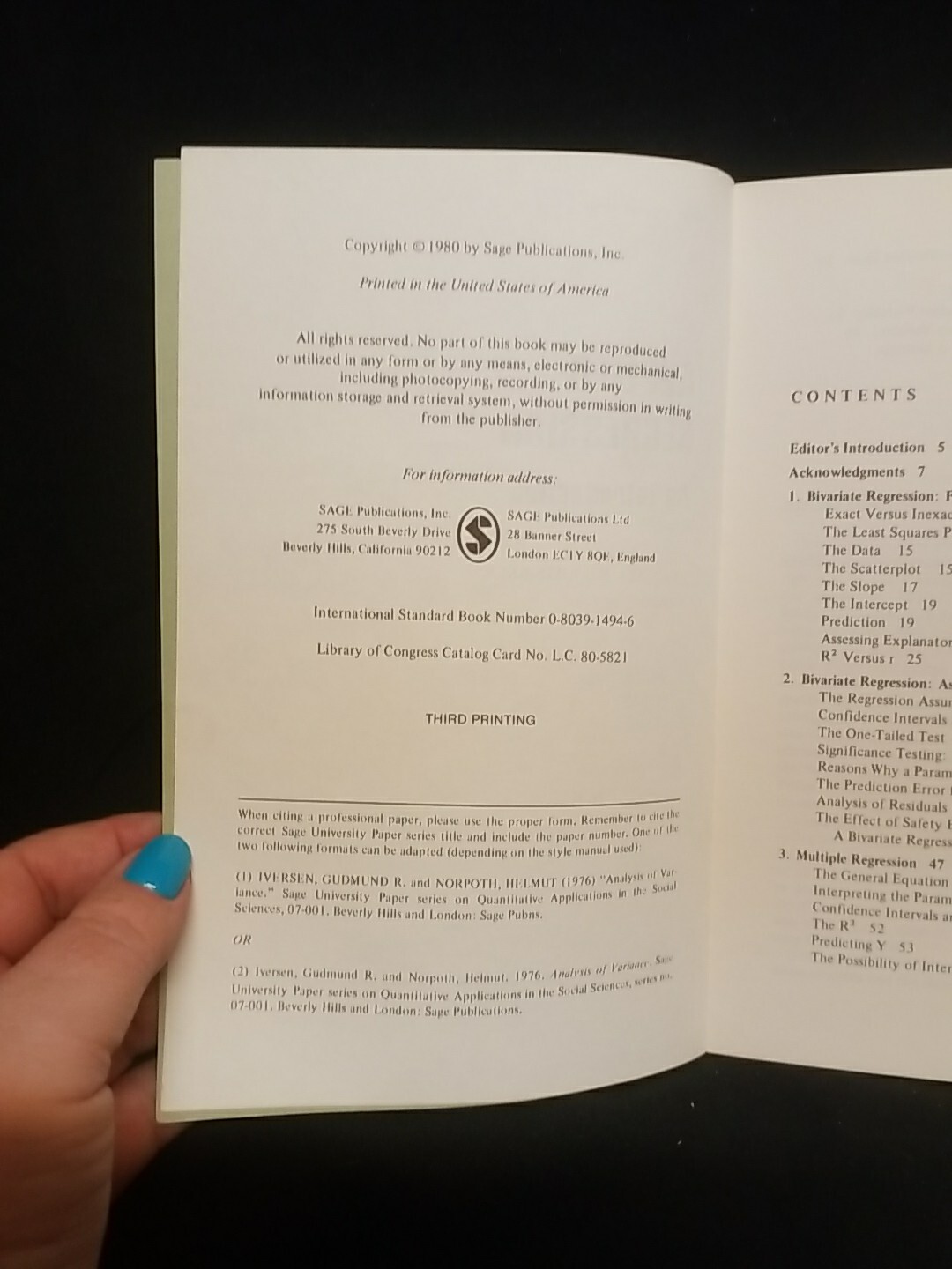 Series: Quantitative Apps in Social Sciences #22, 1980 Applied Regression
