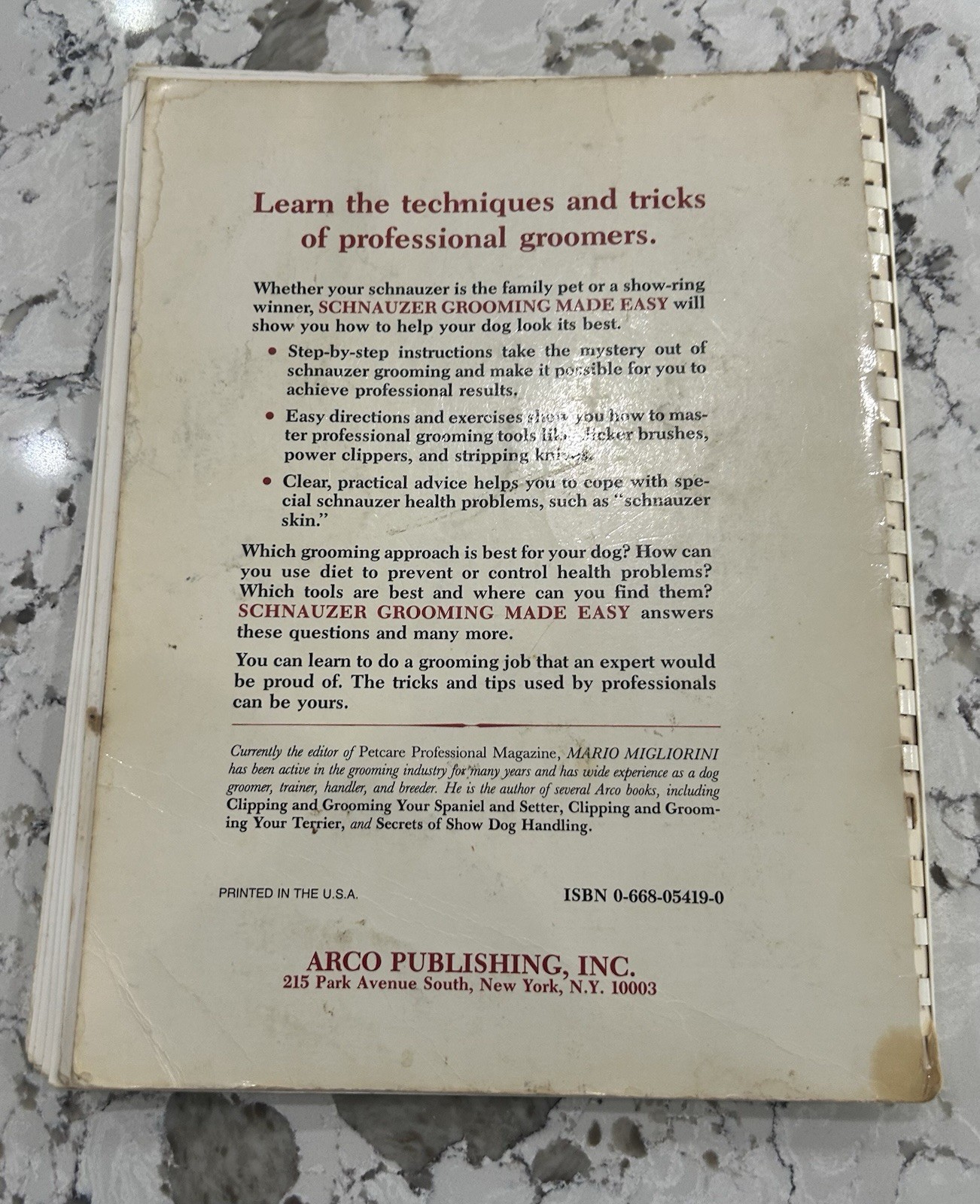 Vintage USA Dog Schnauzer Grooming Made Easy Book 1983 Mario Migliorini RARE