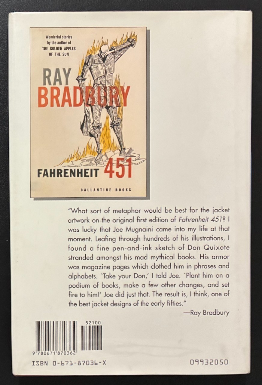 Fahrenheit 451 by Ray Bradbury 40th Anniversary Edition 1993 1st HC DJ EX