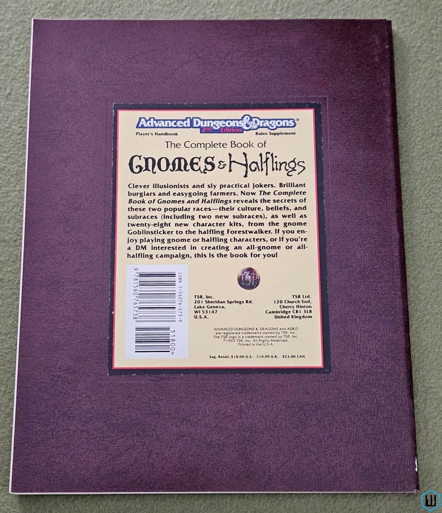 Complete Book of Gnomes & Halflings (Advanced Dungeons Dragons PHBR9) TSR 2134