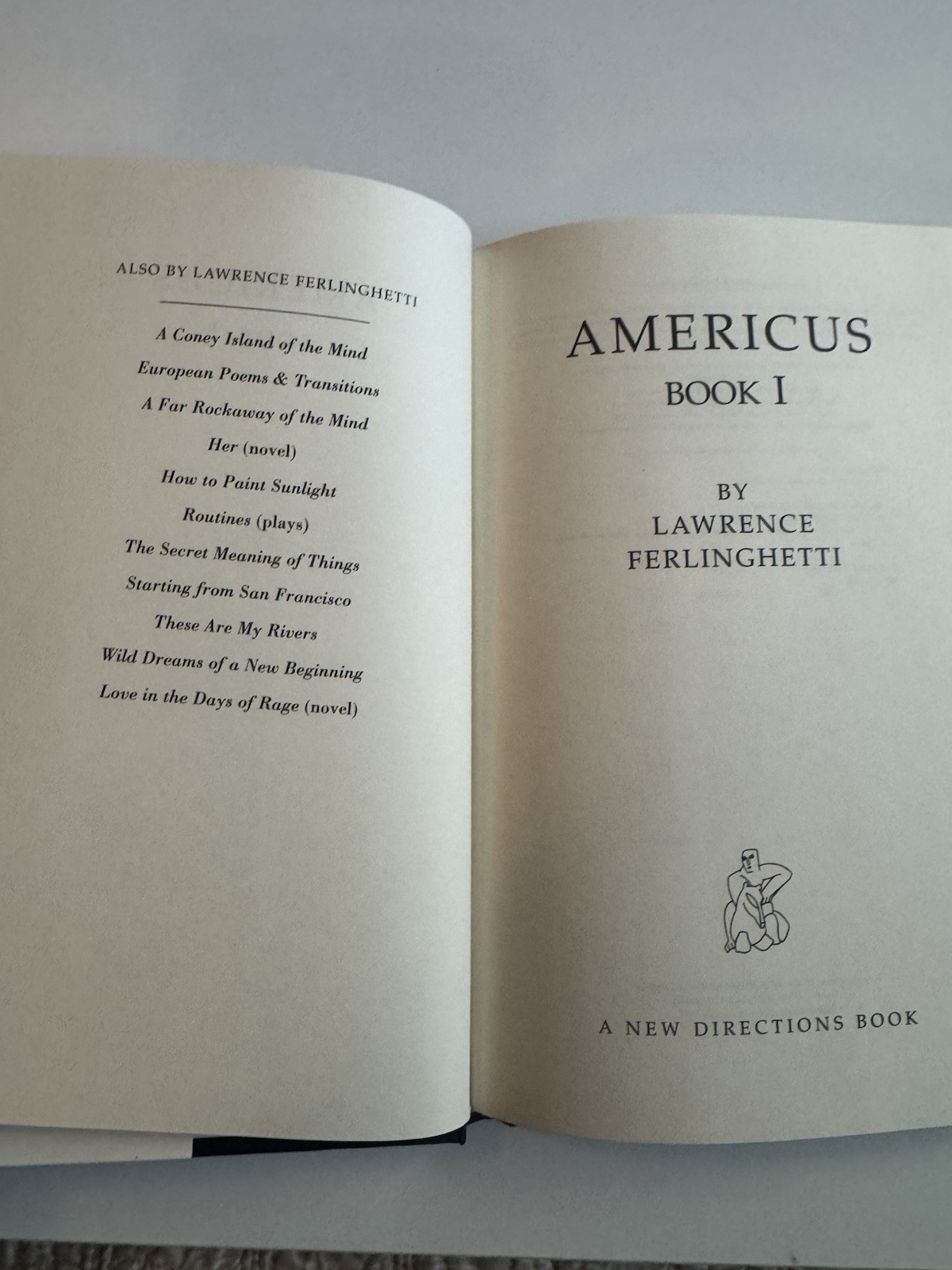 Americus Book I – Lawrence Ferlinghetti – HCDJ VG – Poetry
