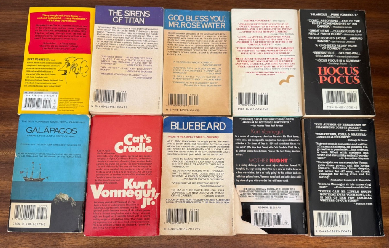 Kurt Vonnegut lot of 10 vintage paperbacks – Slaughterhouse Five, Jailbird, etc.