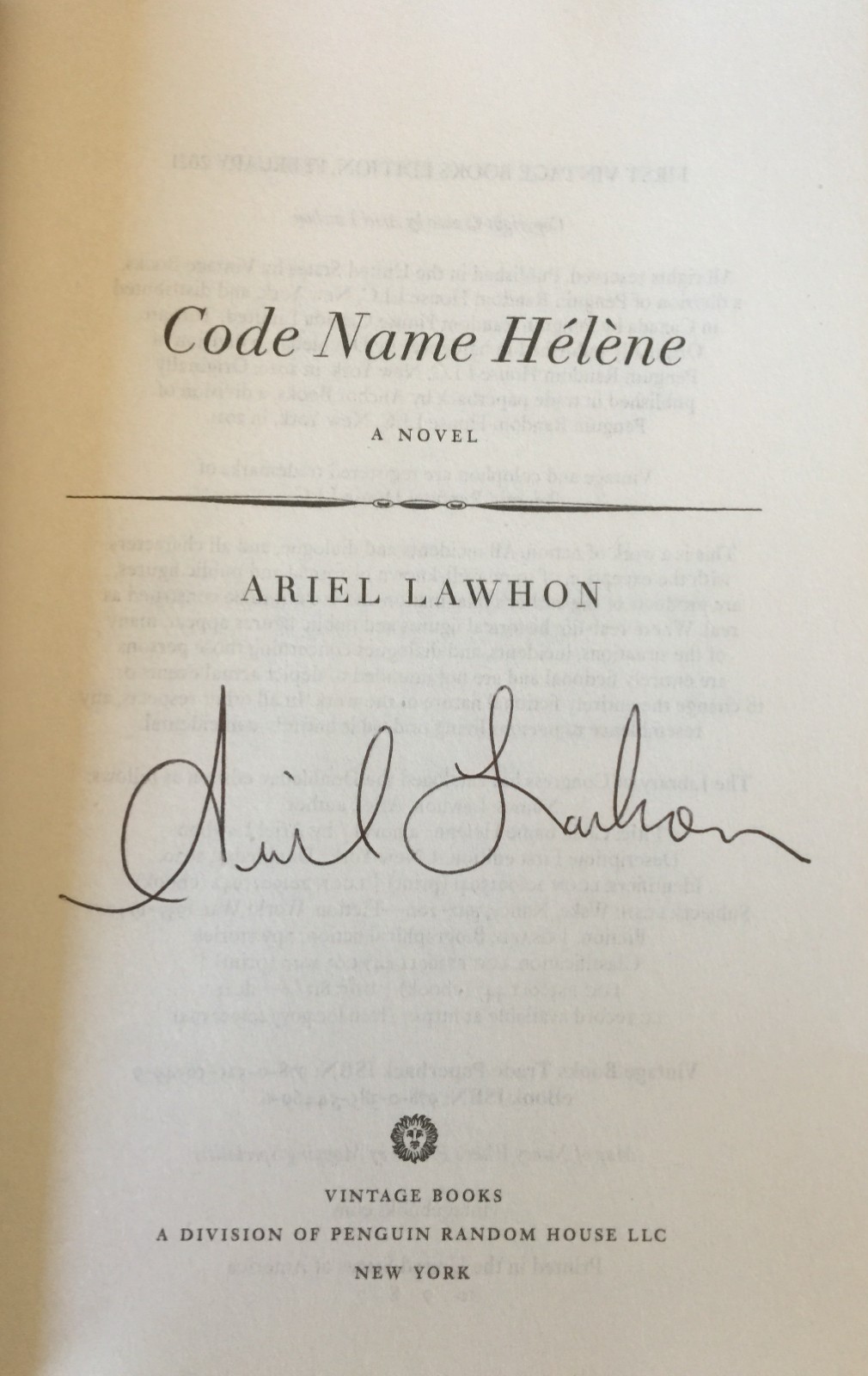 Code Name Hélène by Ariel Lawhon – SIGNED!! (2021, Trade Paperback)