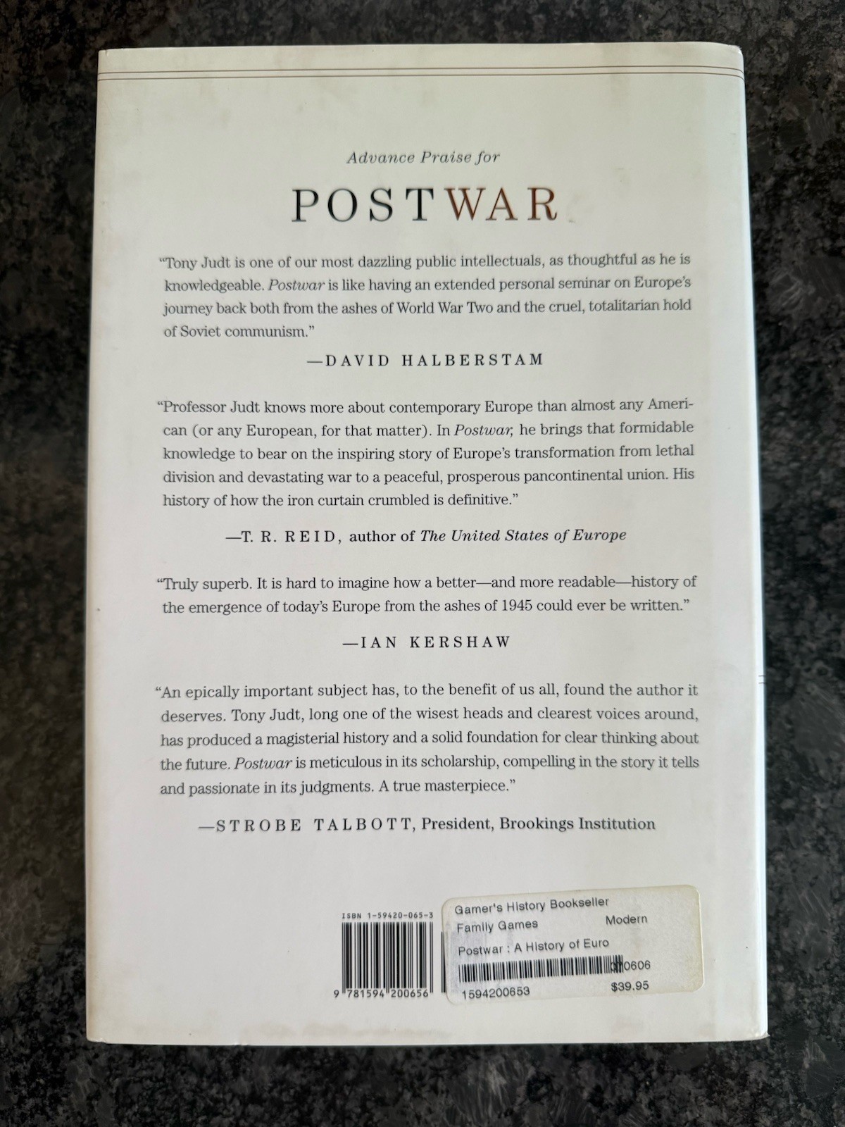 Postwar: A History of Europe Since 1945 – Hardcover, by Judt Tony – New