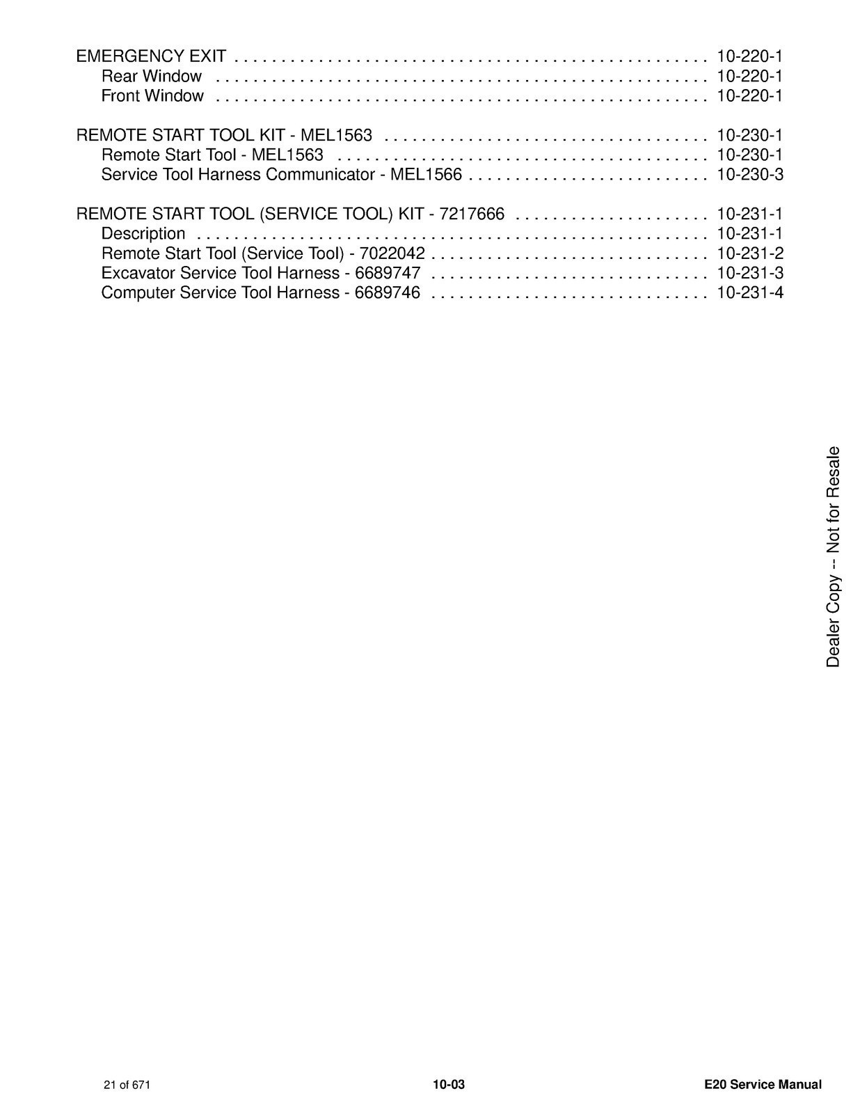 BOBCAT E20 Compact Excavator SN AWRH1101 and Up Service Manual , FOLDOUTS