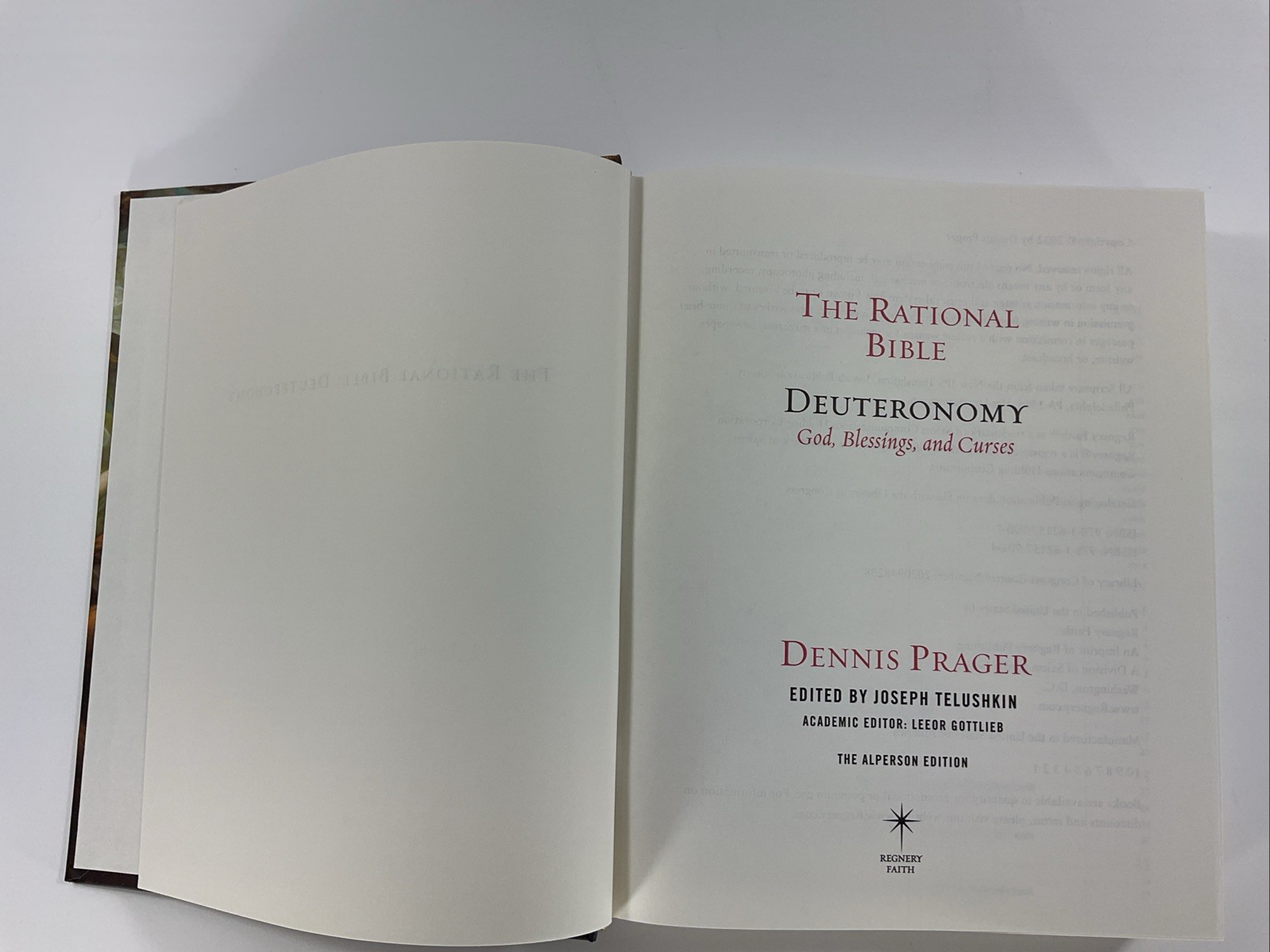 Deuteronomy The Rational Bible by Dennis Prager Alperson Edition Hardcover