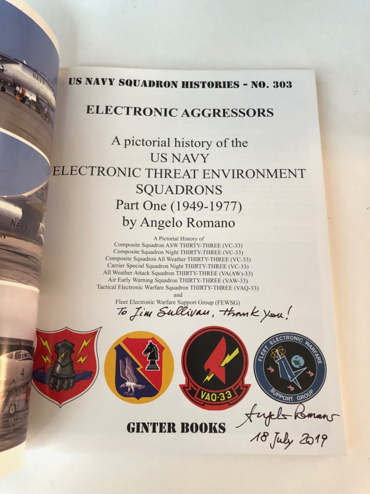 US Navy Squadron Histories 303 Electronic Aggressors PB SIGNED Angelo Romano