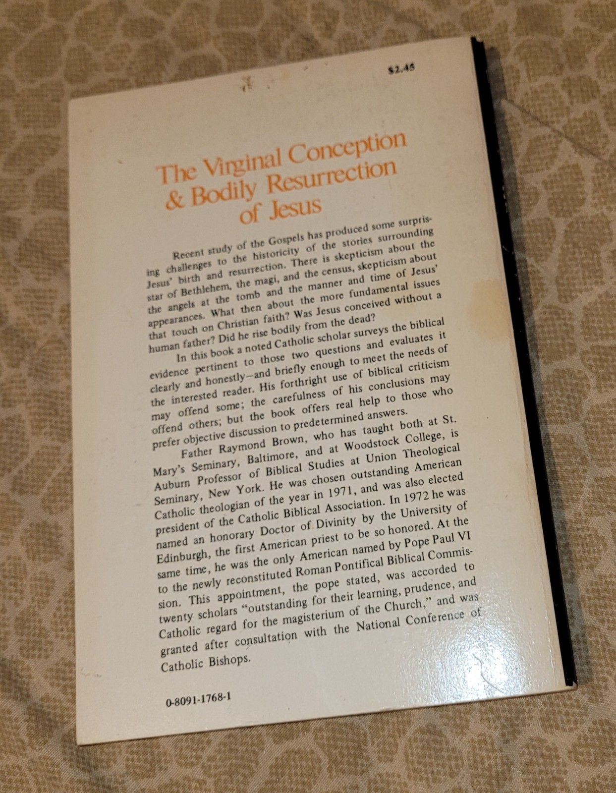 Paulist Press The Virginal Conception & Bodily Resurrection of Jesus, Brown 1973