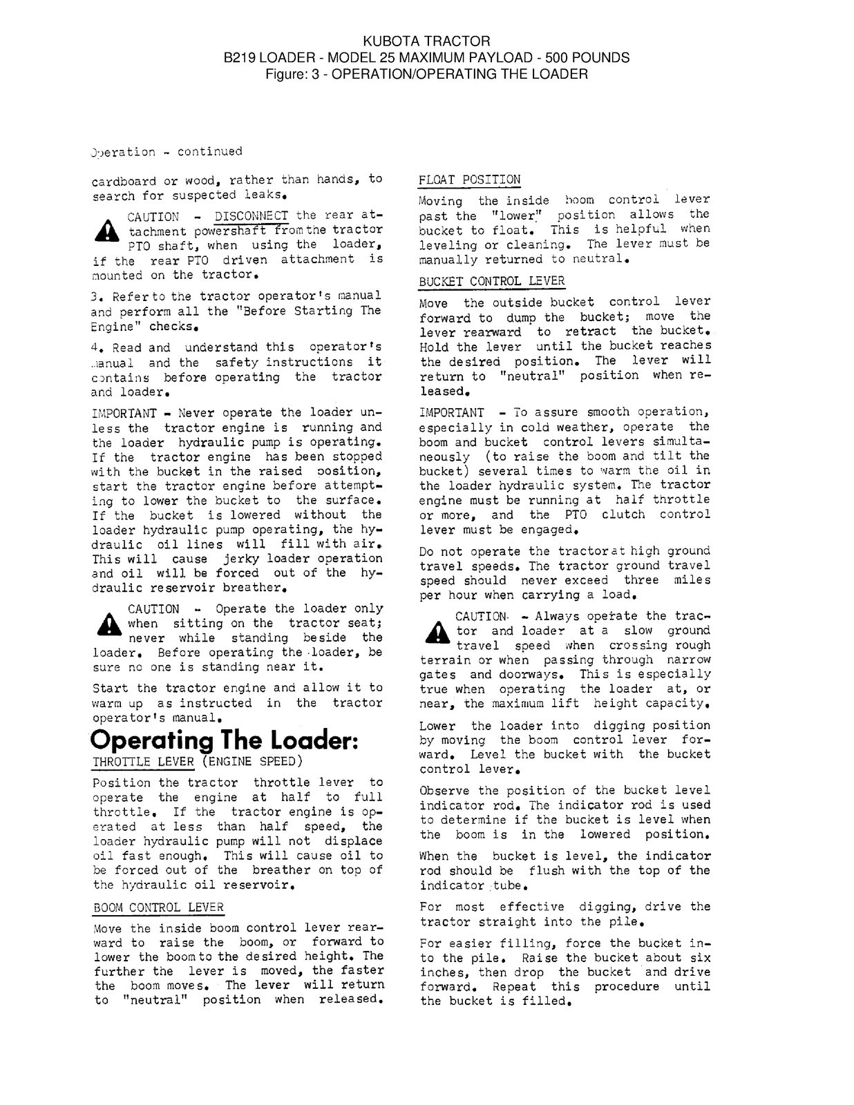 KUBOTA B219 Model 25 Loader Operators Manual – TOUGH WIRE BINDING – TOUGH COVERS