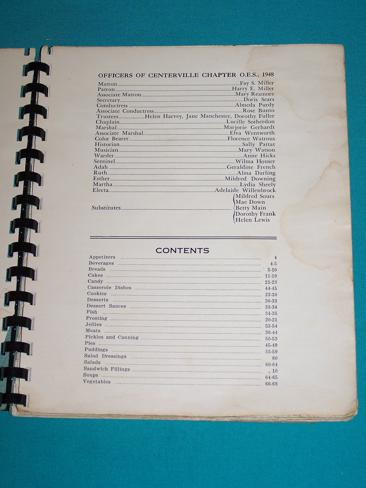 Centerville Chapter 185 O.E.S. Cookbook 1948 North Syracuse New York