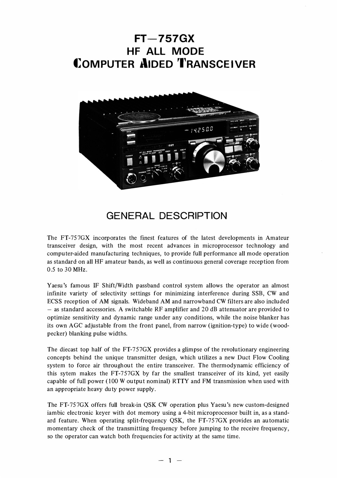 YAESU FT-757GX HF Transceiver Operating Manual – STEEL WIRE BOUND – TOUGH COVERS