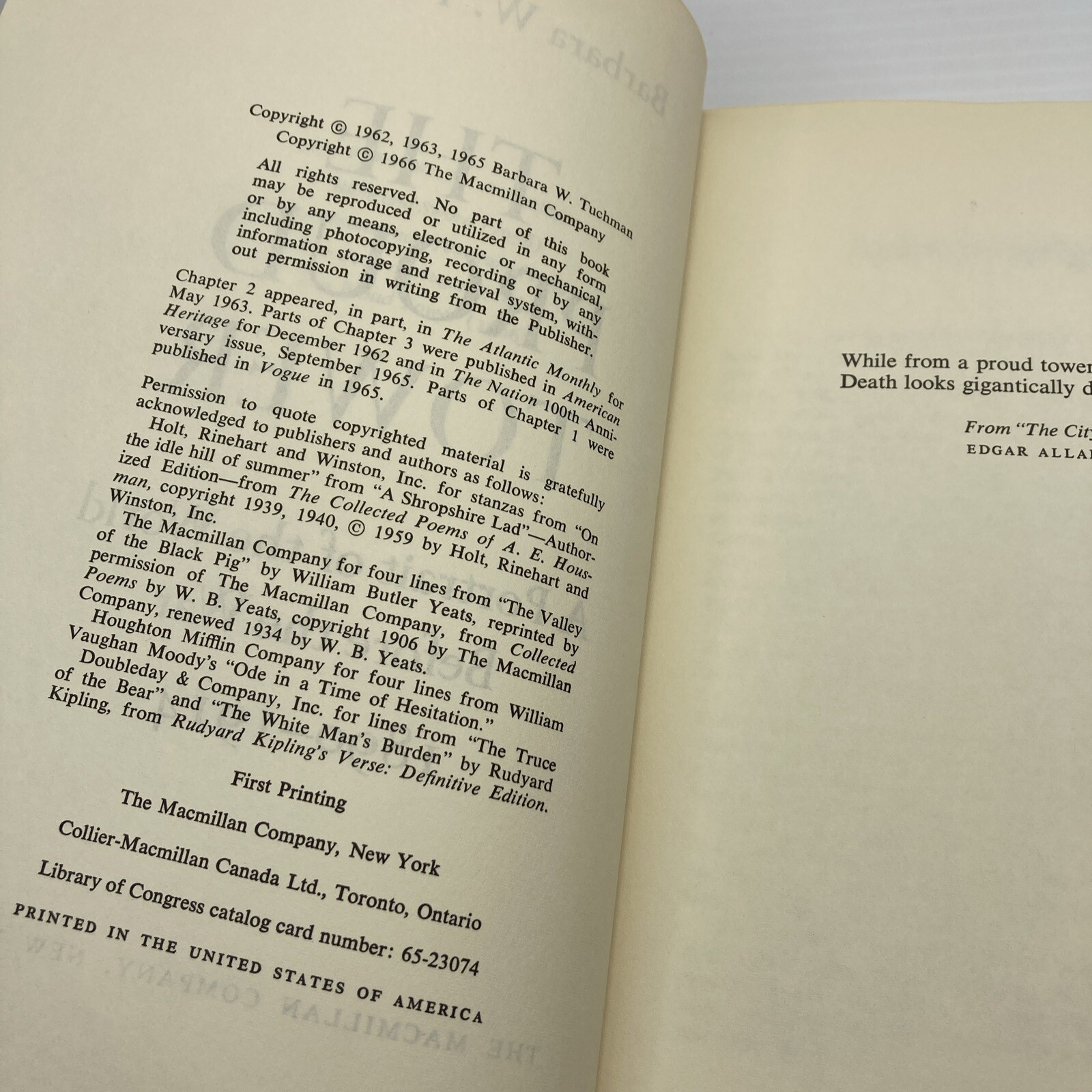 Barbara W. Tuchman The Proud Tower Hardcover 1966 Book of the Month Club