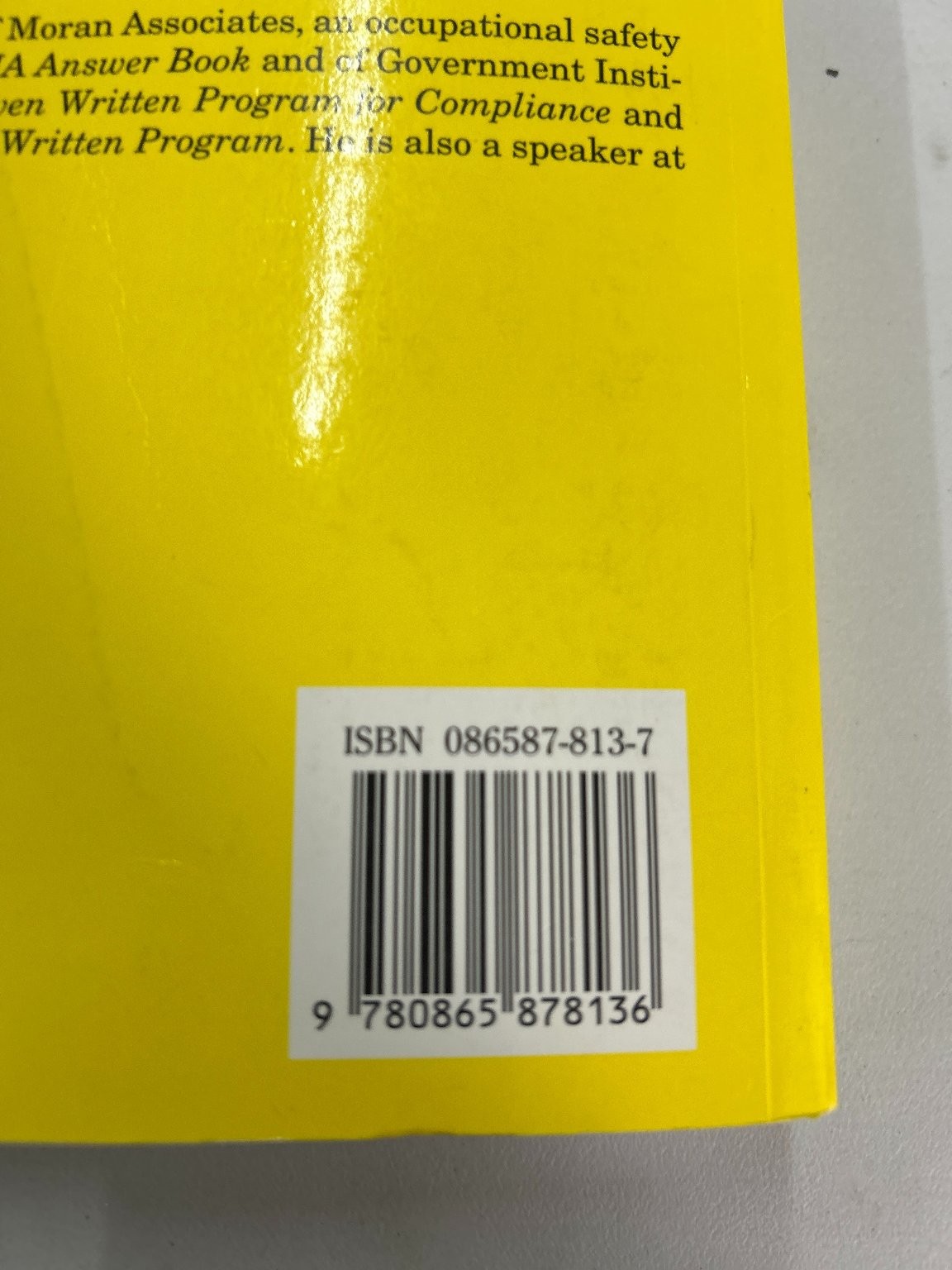 Construction Safety Handbook Moran 2003 Second Edition OSHA Compliance Guide