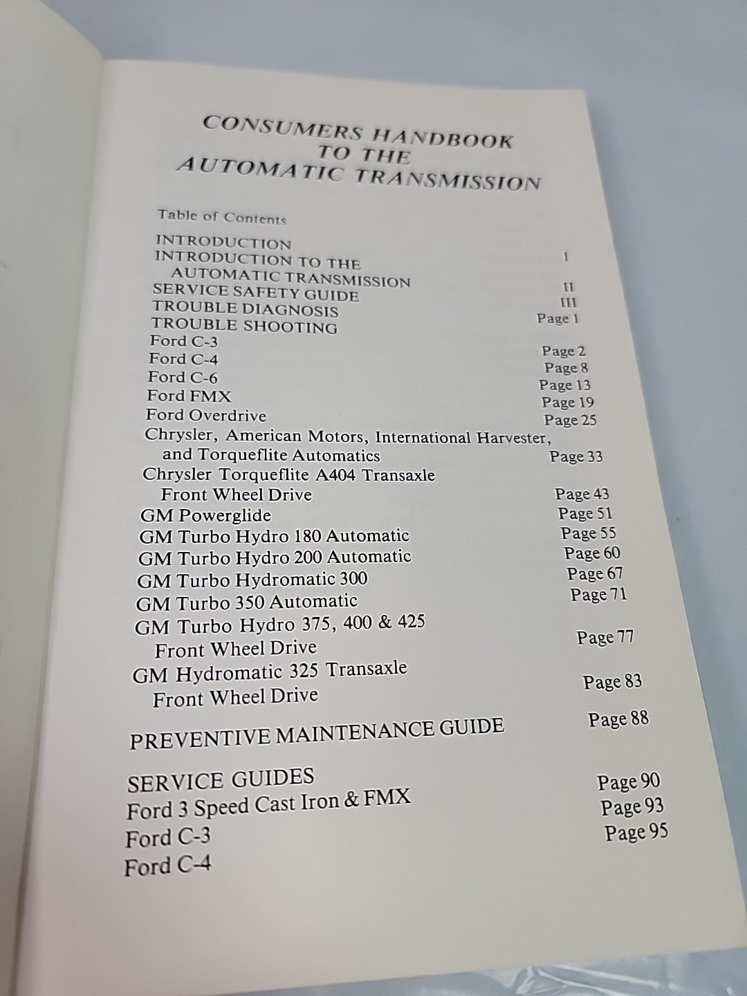 1981 The Automatic Transmission Consumer Handbook Jim Galatioto Service Trouble