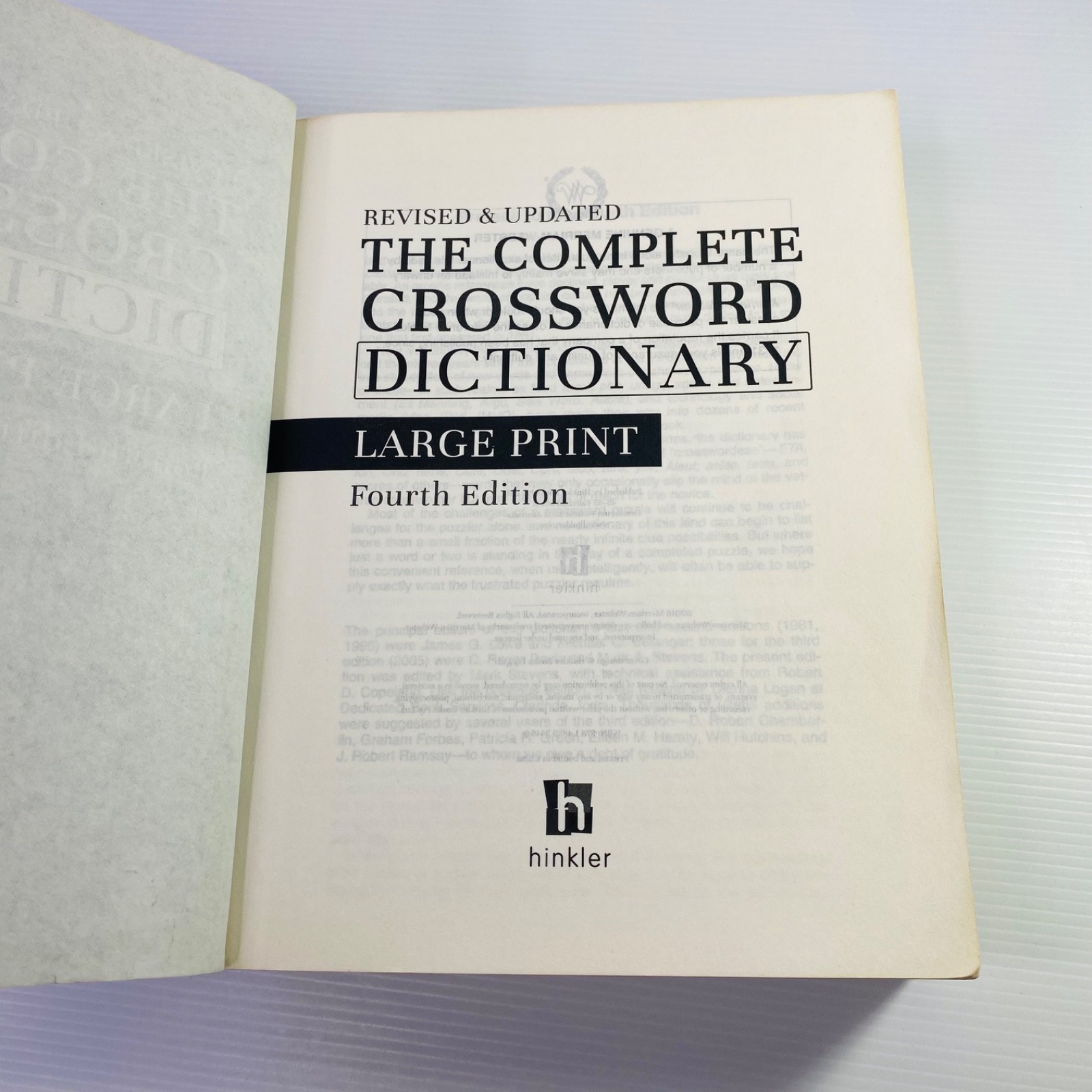 The Complete Crossword Dictionary LARGE PRINT Fourth 4th Edition 9781488934469